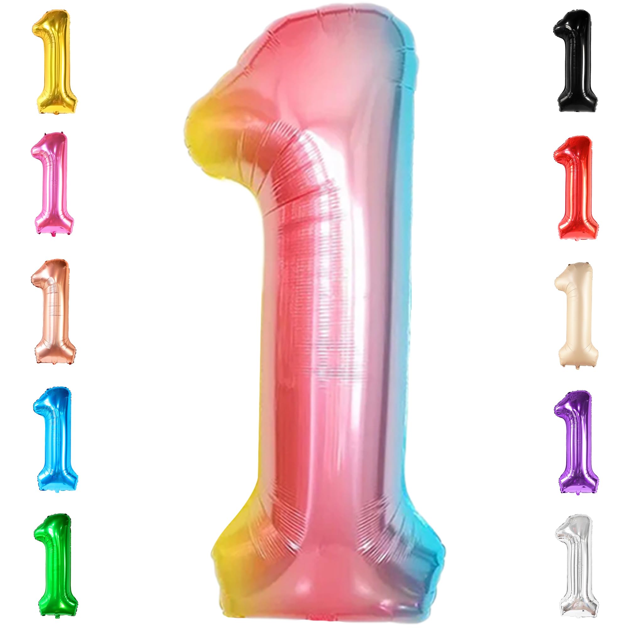 KatchOn Giant 40 Inch Rainbow Number 1 Balloon - Foil Number One Balloon for 1st Birthday Decorations | Rainbow 1 Year Old Birthday Party Supplies for Girls & Boys | Perfect for First Birthday Photos, Baby Showers & Milestone Celebrations