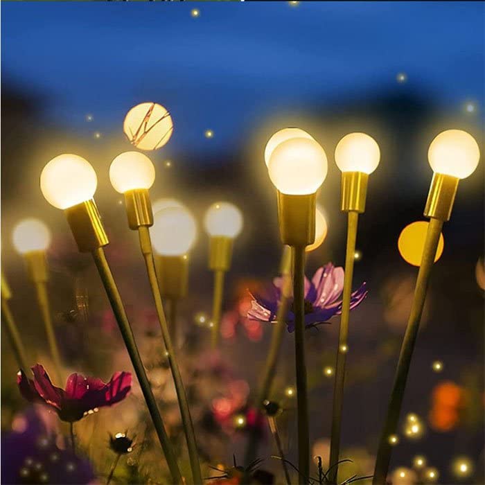 Solar Powered Firefly Lights Outdoor Waterproof - 4PC Warm White Solar Starburst Swaying Garden Lights for Patio, Yard, Pathway Decoration | Wind-Activated Motion & Weatherproof Design for Beautiful Nighttime Ambiance
