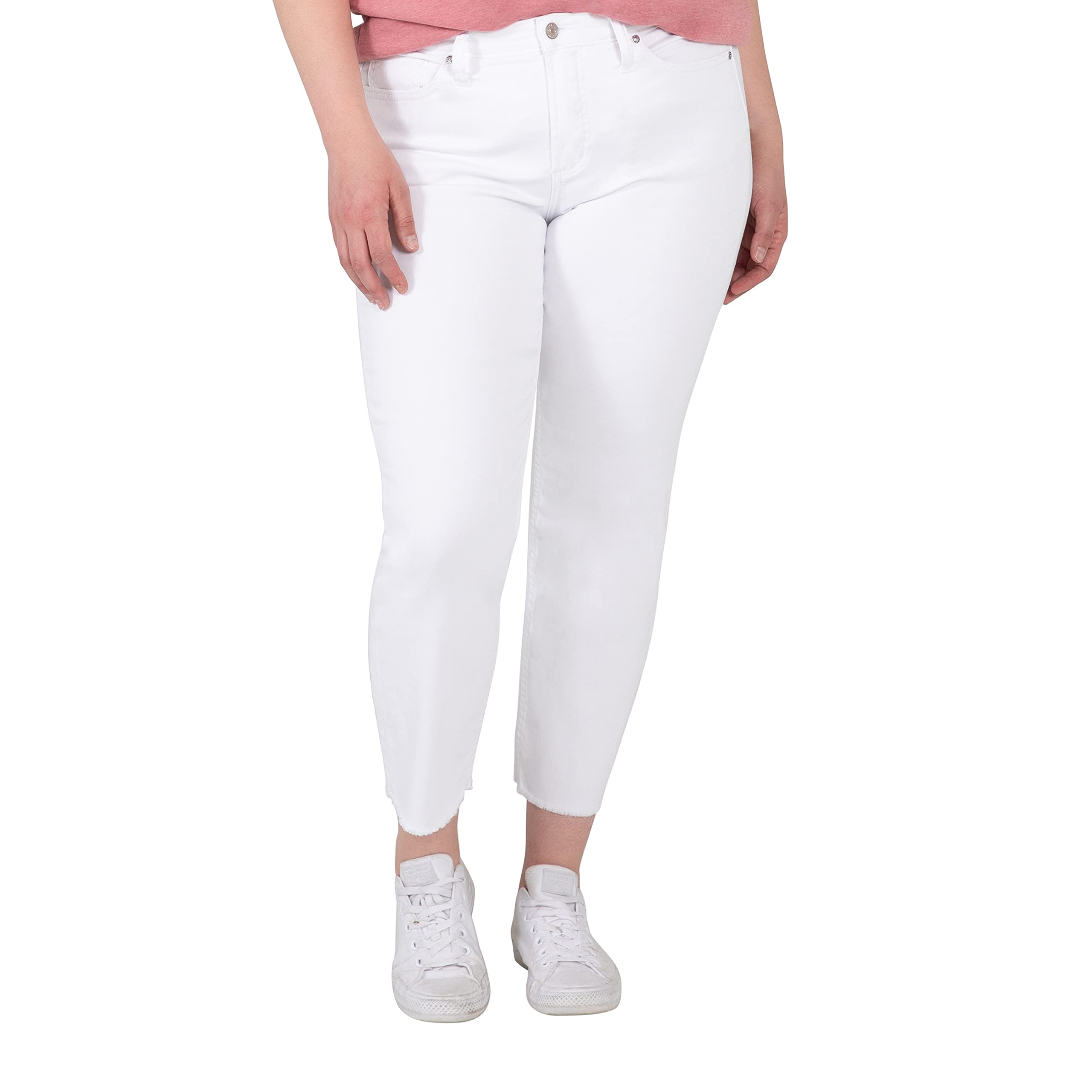 Silver Jeans Co. Women's Plus Size Most Wanted Mid Rise Straight Crop Jeans - Comfortable Stretch Denim Pants for Casual Wear & Everyday Outfits