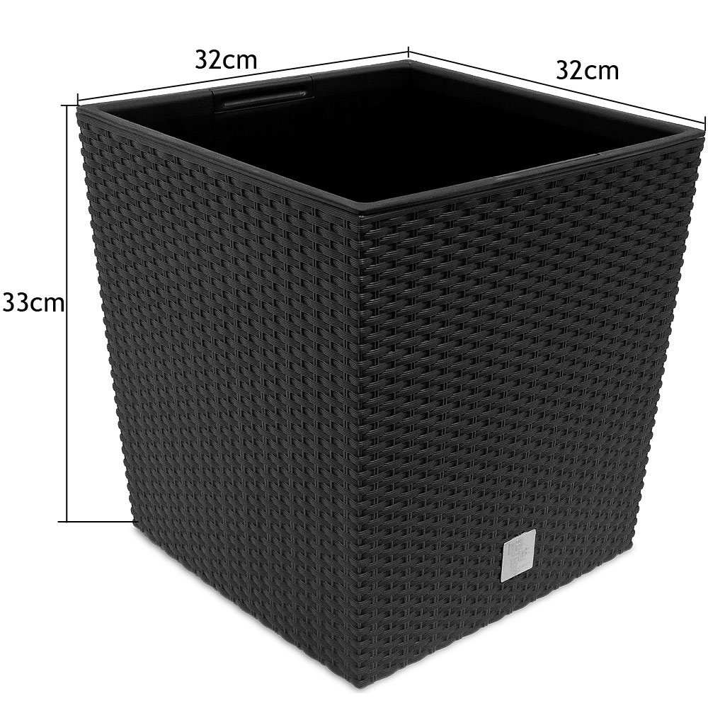 35L Anthracite Flower Pot with Handle - Durable Polyrotin Planter for Indoor & Outdoor Use - Perfect for Home, Garden, Balcony, and Patio Decor