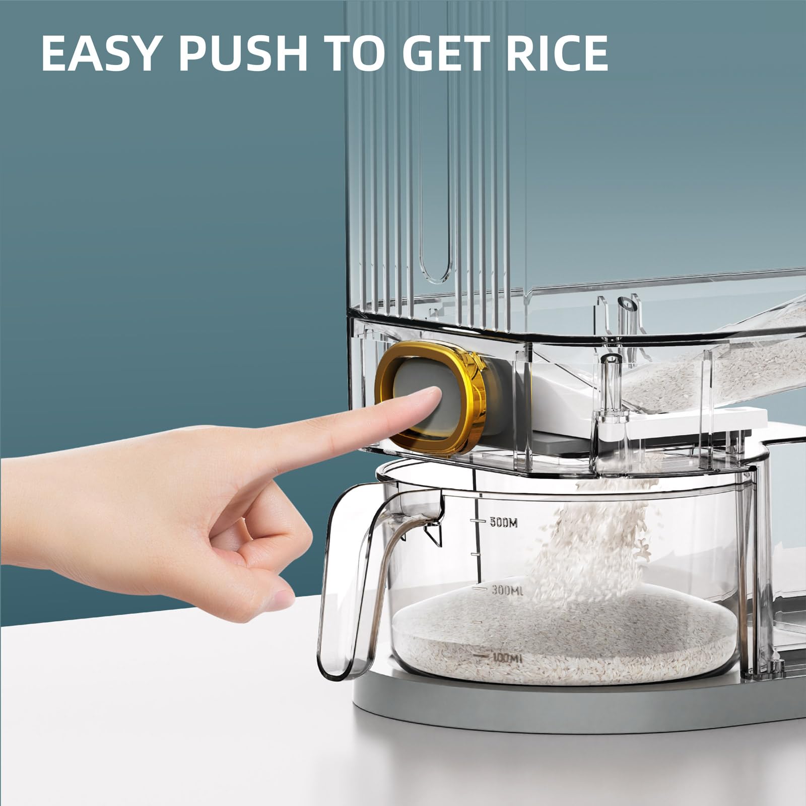 22Lbs-25Lbs Rice Storage Container with Measuring Cup - Airtight Kitchen Pantry Organizer with Time Dial Lid & Built-in Freshness Box - Perfect for Bulk Rice, Grains, Flour Storage in Home & Restaurant Use