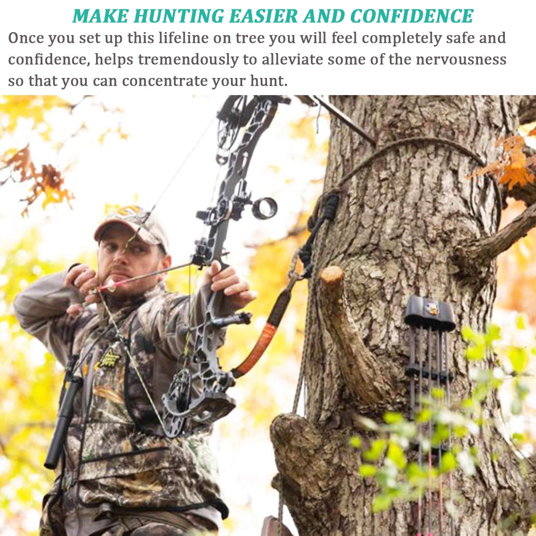 Treestand Safety Rope - 30FT Hunter Lifeline for Climbing Sticks, Hanging Ladder Stand & Tree Stand | Fall Protection for Bow Hunting & Outdoor Adventures | Perfect for Hunting Safety & Tree Stand Security