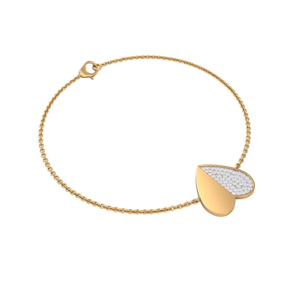 1/4 CT Diamond Cluster Heart Charm Bracelet for Women - 14K Solid Gold Adjustable Chain Bracelet - Anniversary, Sister & Gift Jewelry - Perfect for Weddings, Parties & Special Occasions