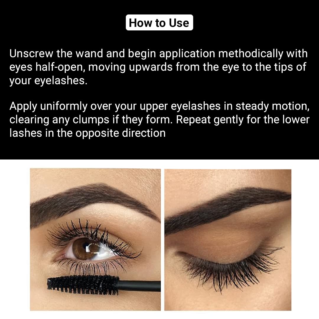 Iba Black N Bold 24 Hour HD Waterproof Mascara - Lengthening, Curling & Volumizing (8ml, Black) | 100% Vegan & Cruelty-Free | Perfect for Long-Lasting Wear, Special Occasions & Everyday Glam