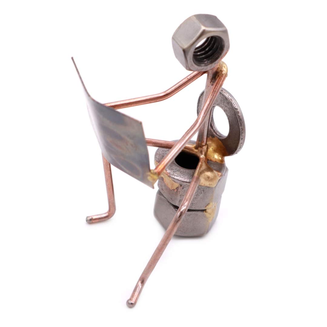 Handmade Metal Art Figurine - Unique Desk Accessory & Office Décor | Collector's Trophy, Boss Gift Idea | Perfect Plumber Gift & Bathroom Book Holder for Home & Office Use