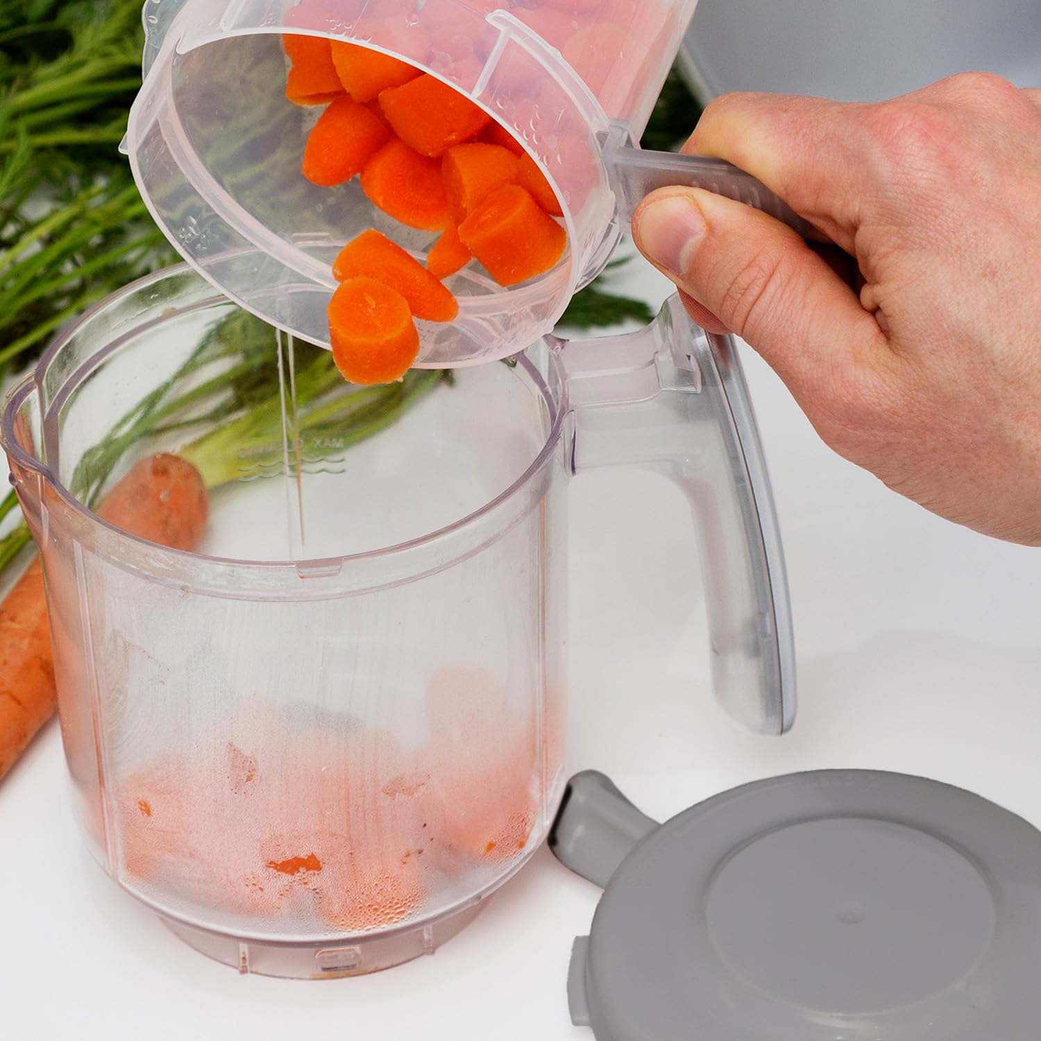 EVLA'S Baby Food Maker Replacement Stirring Cup & Blade with Steaming Basket - Gray | Compatible with Baby Food Processor for Homemade Purees, Toddler Meals & Healthy Snacks
