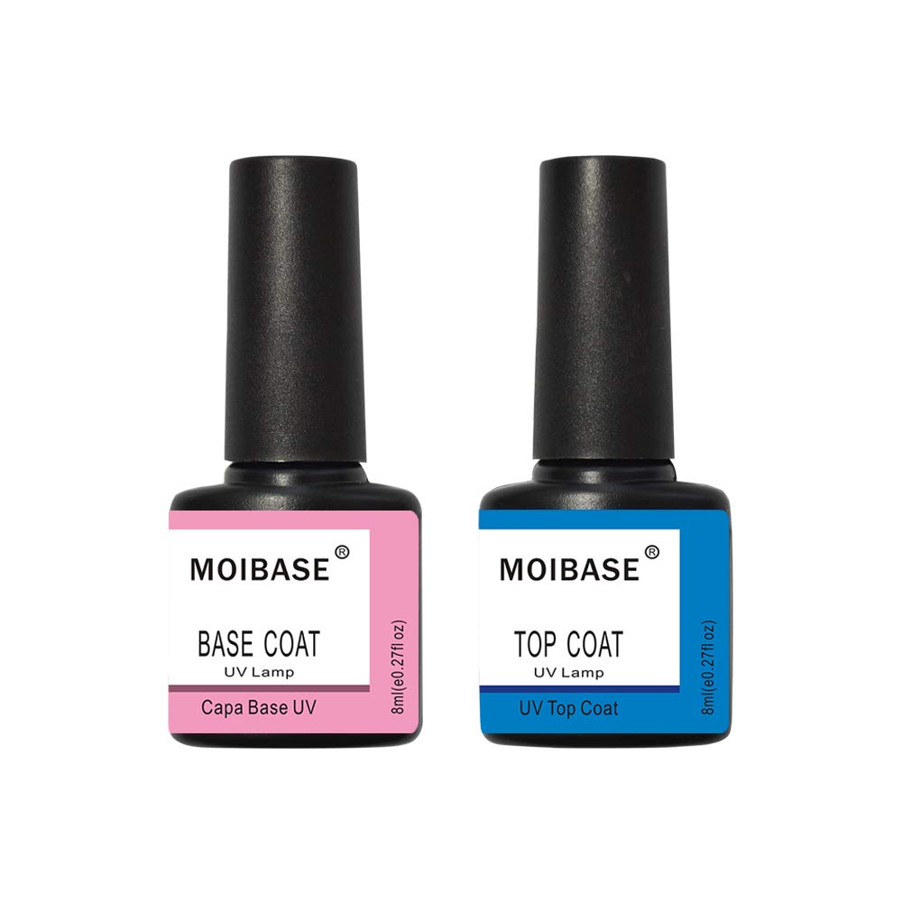UV LED Gel Nail Polish Set - Base Coat & No Wipe Top Coat for Soak Off Manicure | DIY Starter Kit for Salon-Quality Nails at Home | Perfect for Daily Wear, Special Occasions & Nail Art
