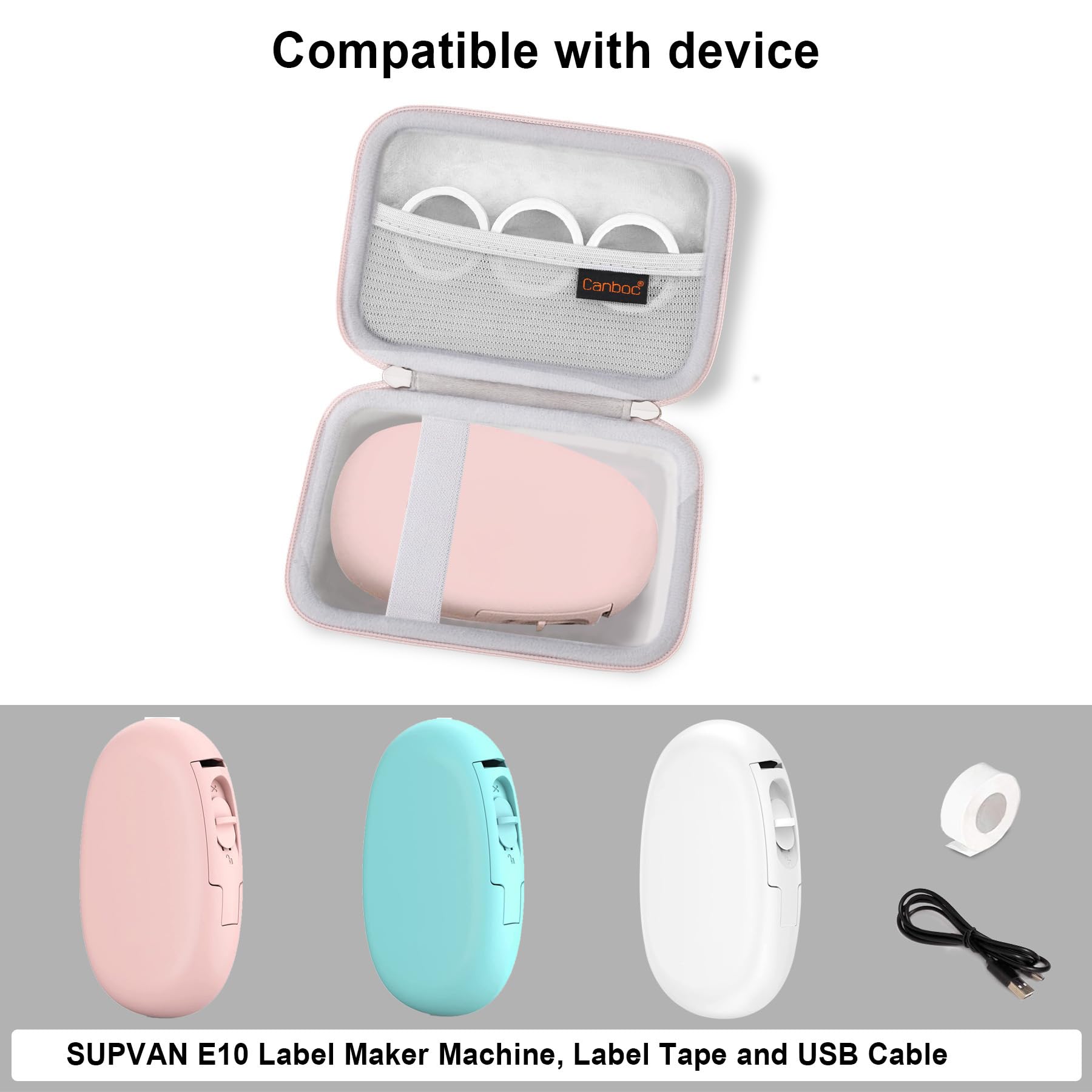 SUPVAN E10 Label Maker Case - Rose Gold & Monochrome Protective Cover | Durable Storage Organizer for Office, Home, or Craft Room Organization