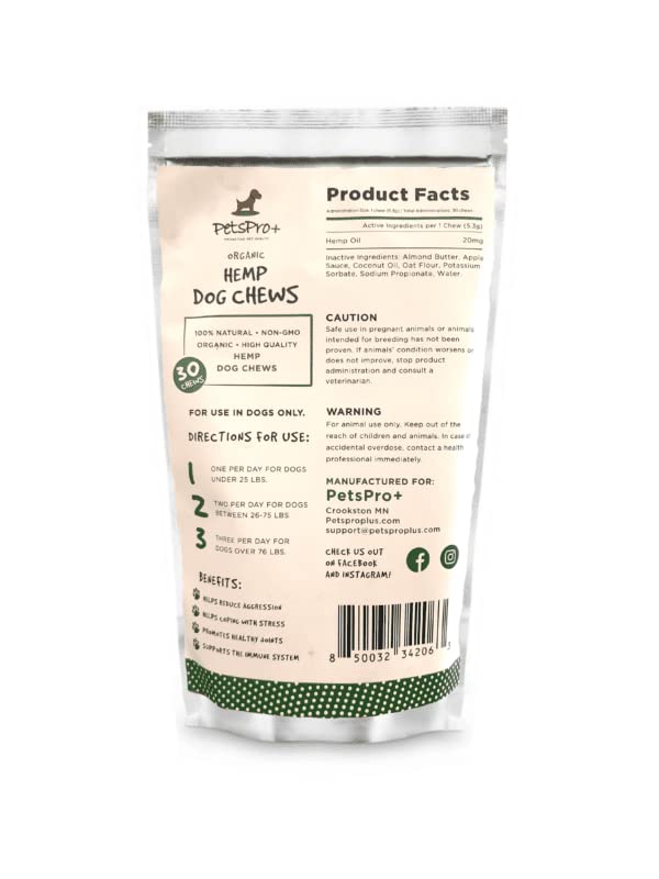 PETSPROPLUS Hemp Chews for Medium Dogs - Natural Hemp Biscuit Snacks for Joint & Anxiety Relief - Perfect for Training, Rewards & Daily Treats