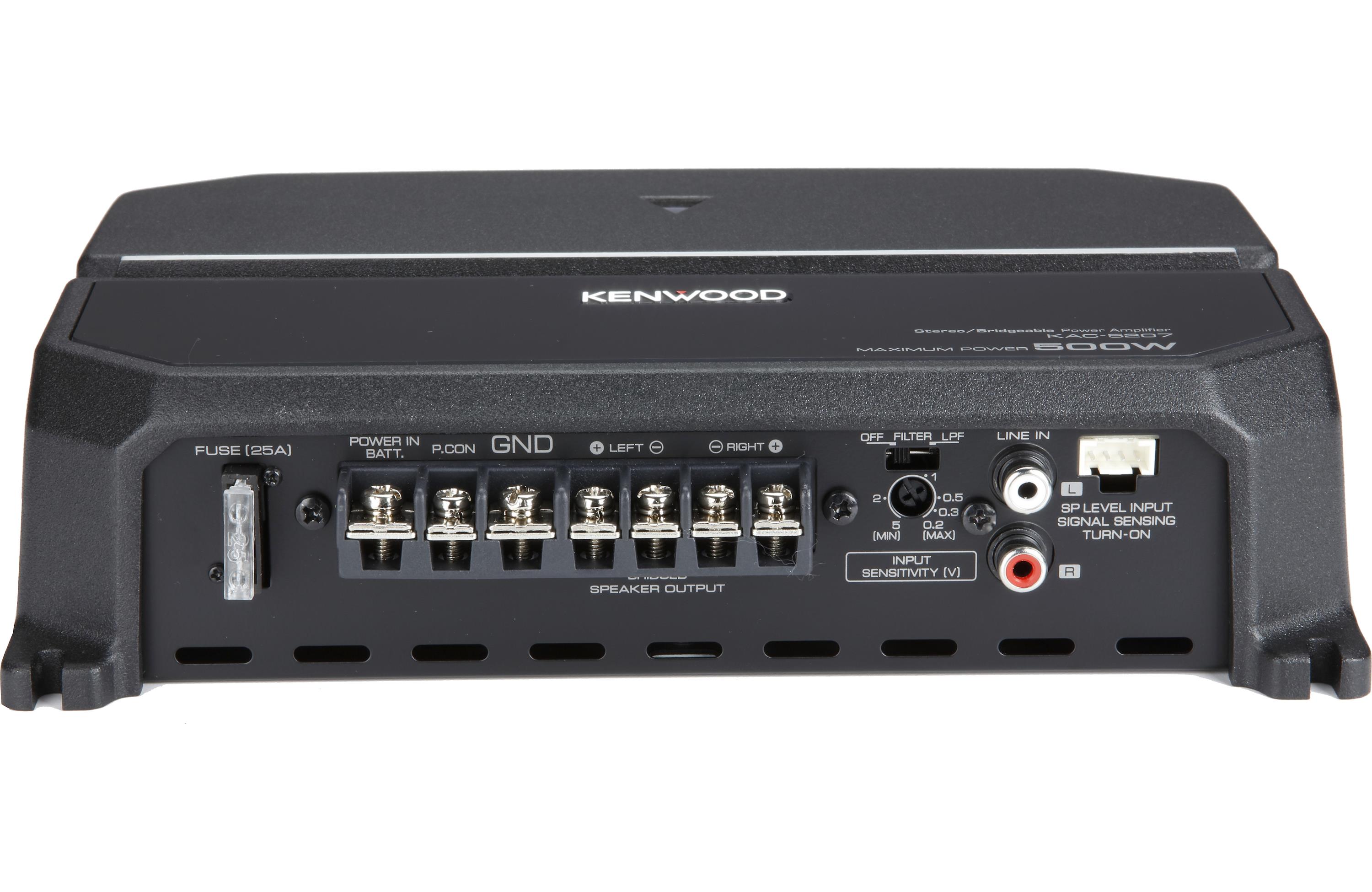 Kenwood KAC 5207 2 Channel Car Amplifier - 500W High Power Audio Stereo Amp for Cars, Trucks & SUVs | Perfect for Upgrading Car Audio System & Bass Boost