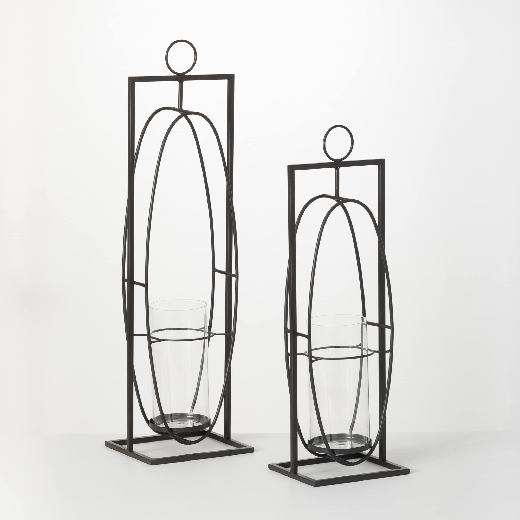 Modern Metal Candle Holder Set of 2 - Elegant Home Decor for Mantel, Shelf & Entryway - Perfect for Living Room Centerpieces with Real or LED Candles - Ideal for Romantic Dinners & Cozy Ambiance
