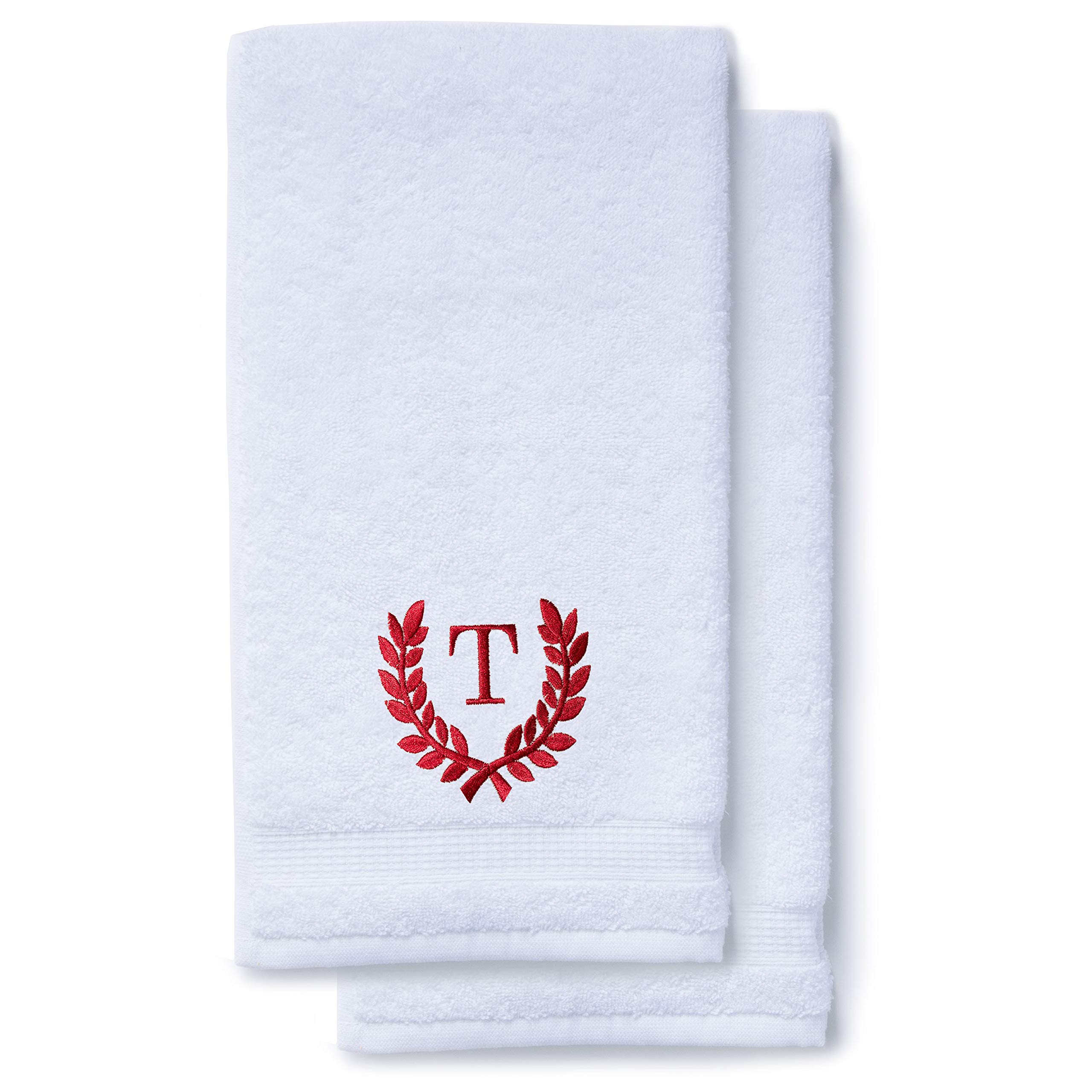 Personalized Monogrammed Hand Towels Set of 2 - Luxury Turkish Cotton 16x30 Inch for Bathroom, Kitchen & Spa | Wedding Bridal Shower Gift | Roman Font Customization | Soft Oversized Makeup Towels - Perfect for Home Decor, Guest Bathrooms & Luxury Spa Experience