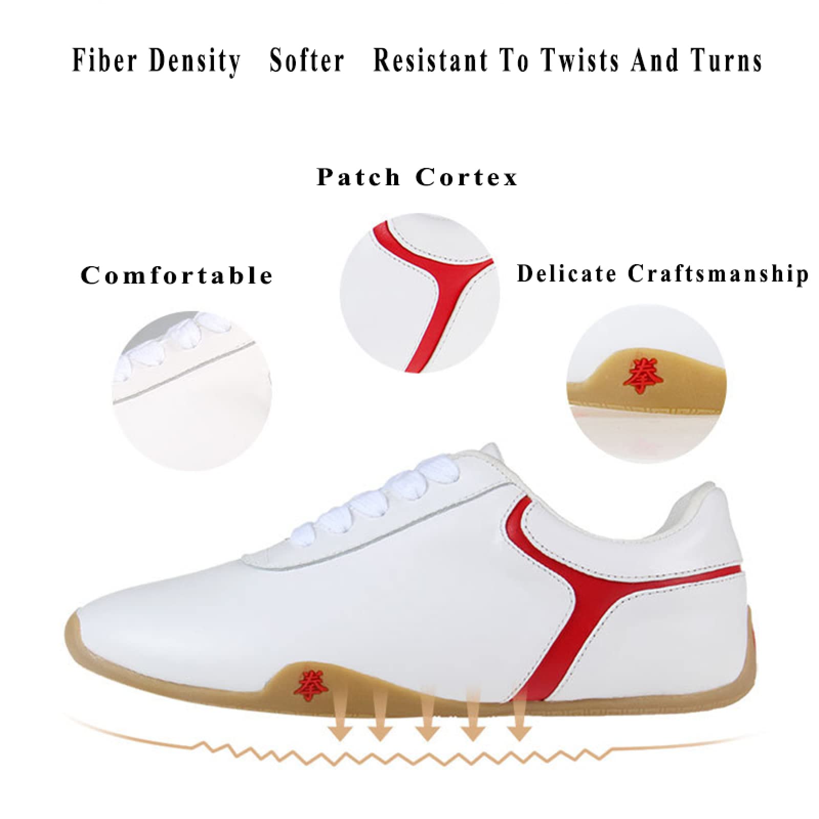 Premium Leather Martial Arts Shoes for Taekwondo, Kung Fu & Tai Chi Practice - White Size 43 - Ideal for Training, Competition & Traditional Martial Arts Performance