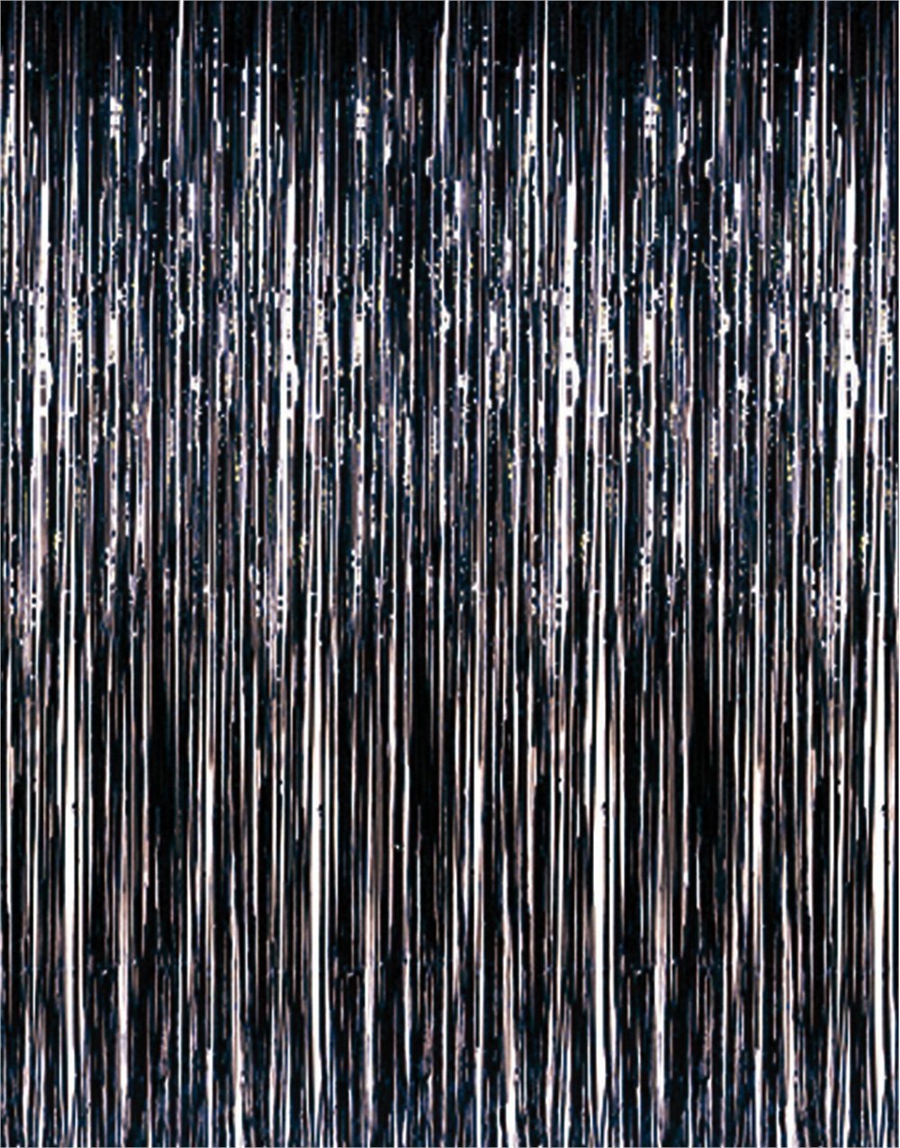 Black Foil Fringe Backdrop - Pack of 2 | Shiny Metallic Tinsel Curtain for Wedding, Birthday, Christmas Decor | Party Wall & Door Decoration | Perfect for Bridal Showers, NYE Celebrations & Photo Backdrops