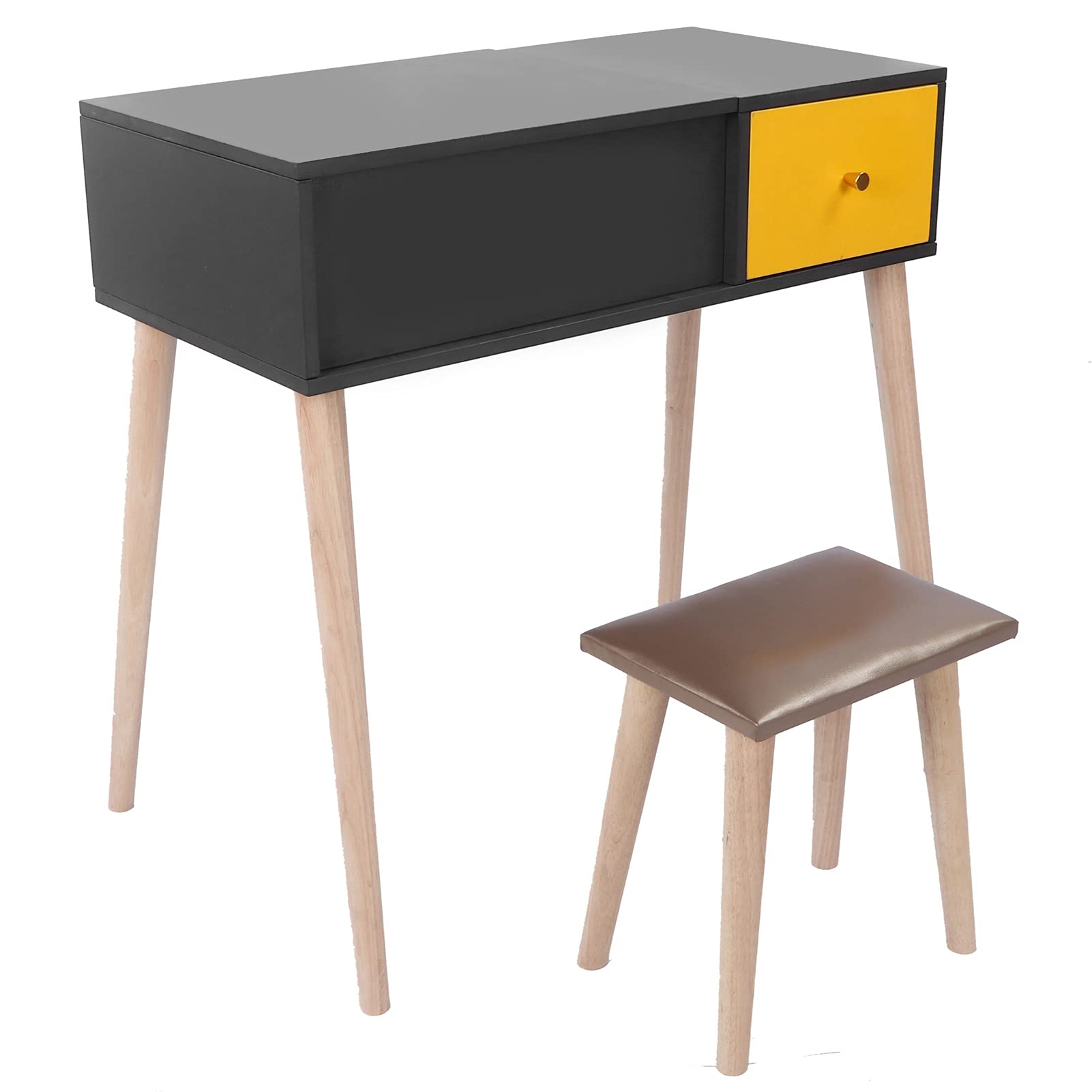 Aramox Black Makeup Vanity Table with Easy Installation - Elegant Dressing Table for Bedroom, Perfect for Makeup Organization & Beauty Routine
