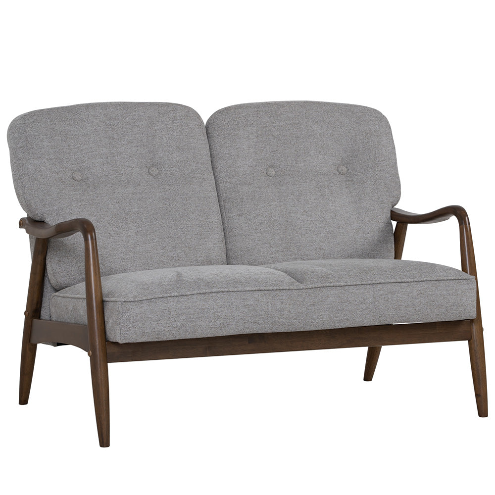 Modern FIGARO 2-Seater Sofa with Walnut Wood Frame & Steel Legs - Perfect for Living Room, Office or Small Space Decor