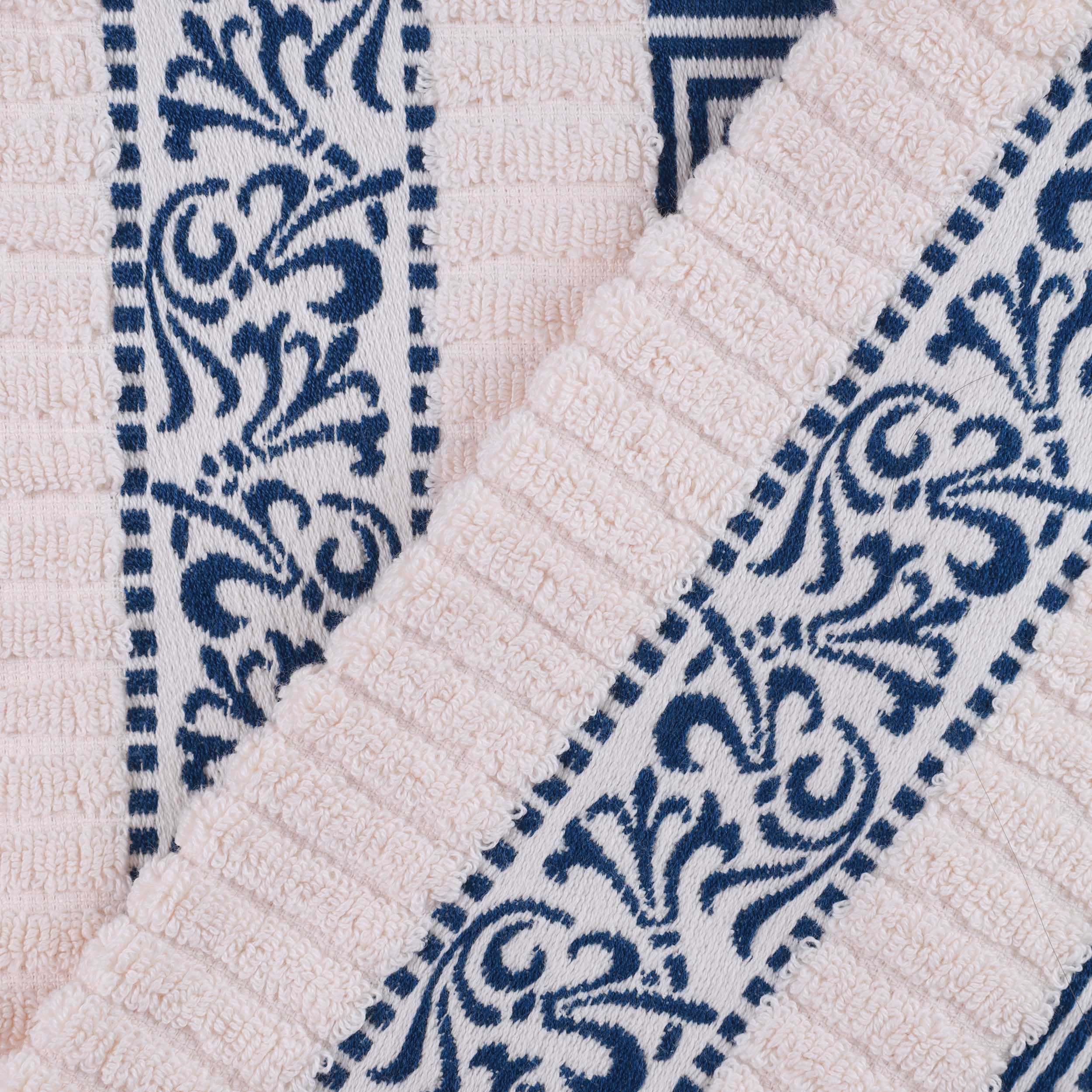 Premium Athens Cotton Greek Scroll & Floral 4-Piece Bath Towel Set - Soft & Absorbent for Spa, Bathroom & Guest Room Decor