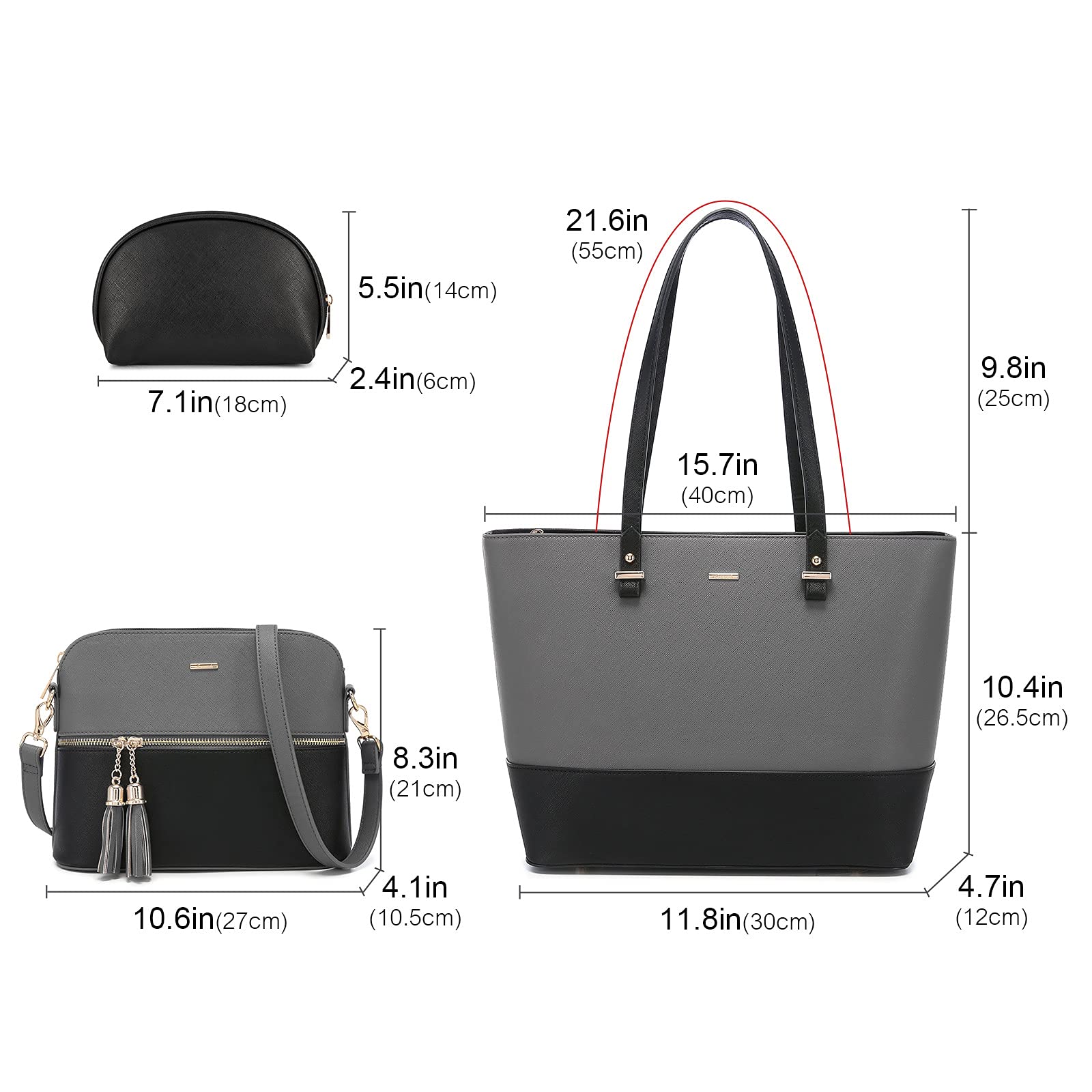 LOVEVOOK Women's Handbags Set - 3 Piece Shoulder Bag, Tote & Satchel Purse for Work, Travel & Everyday Use | Stylish & Functional Hobo Bags