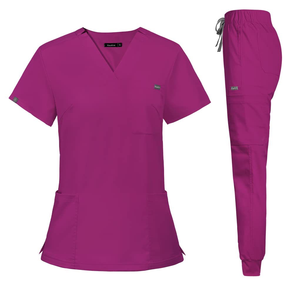 Niaahinn Classic Women's Scrub Set - Comfortable Workwear Top & Yoga Jogger Pants for Nurses, Medical Professionals | Perfect for Hospital Shifts, Clinics & Healthcare Work