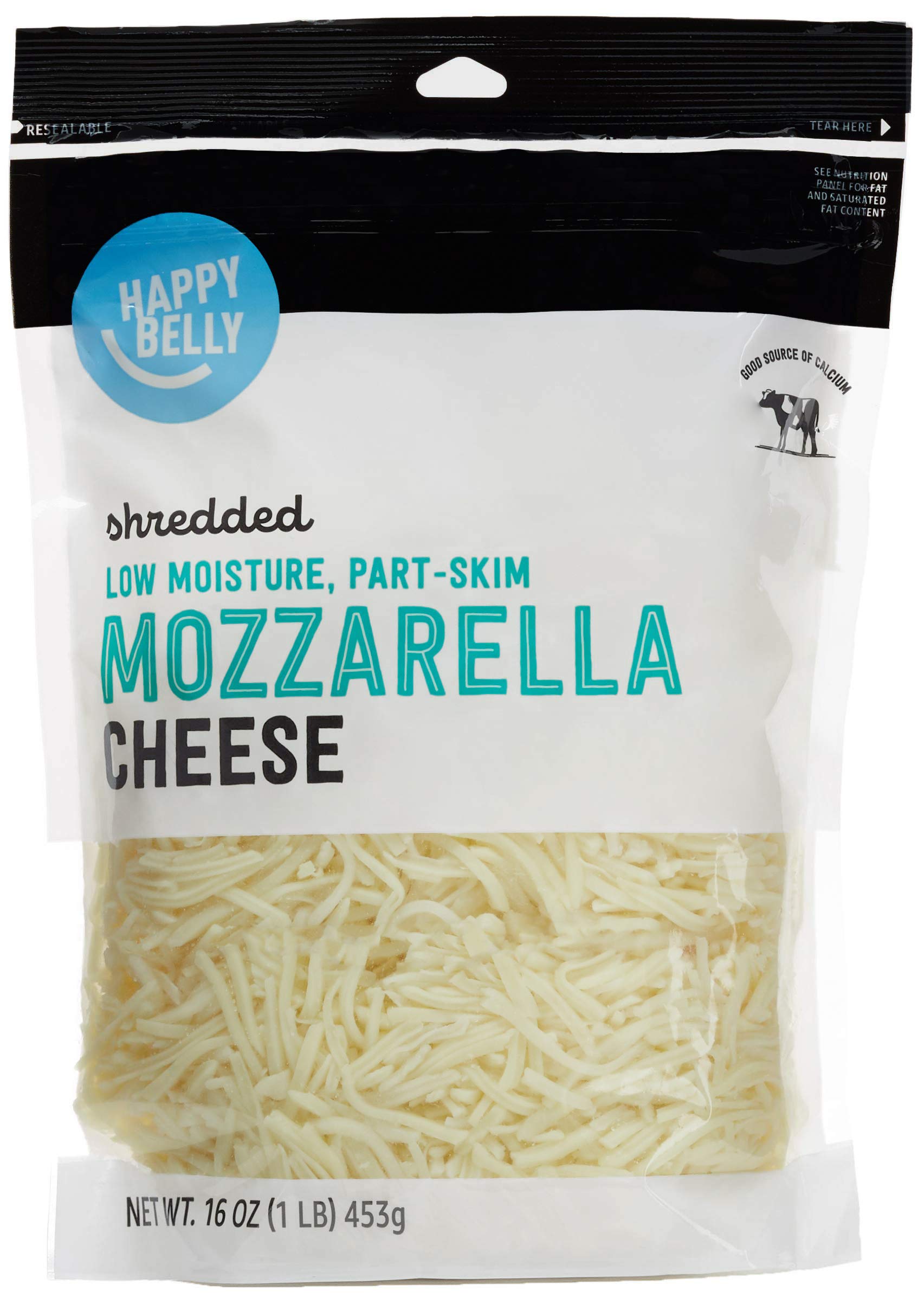 Happy Belly Shredded Low Moisture Part Skim Mozzarella Cheese - 16 oz (Pack of 1) | Perfect for Pizza, Pasta, Salads & Melting Dishes | Amazon Brand