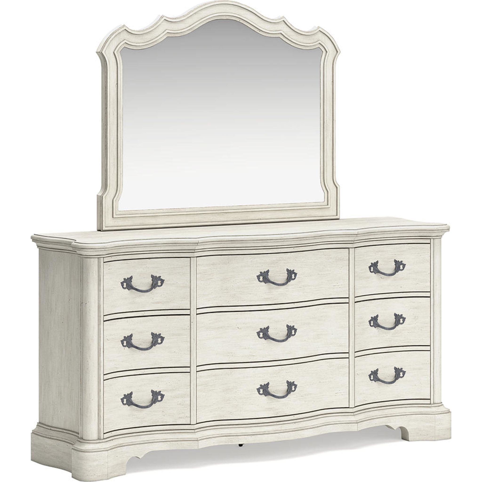 Arlendyne Antique White Dresser with Mirror - Elegant Bedroom Furniture for Home Decor & Storage