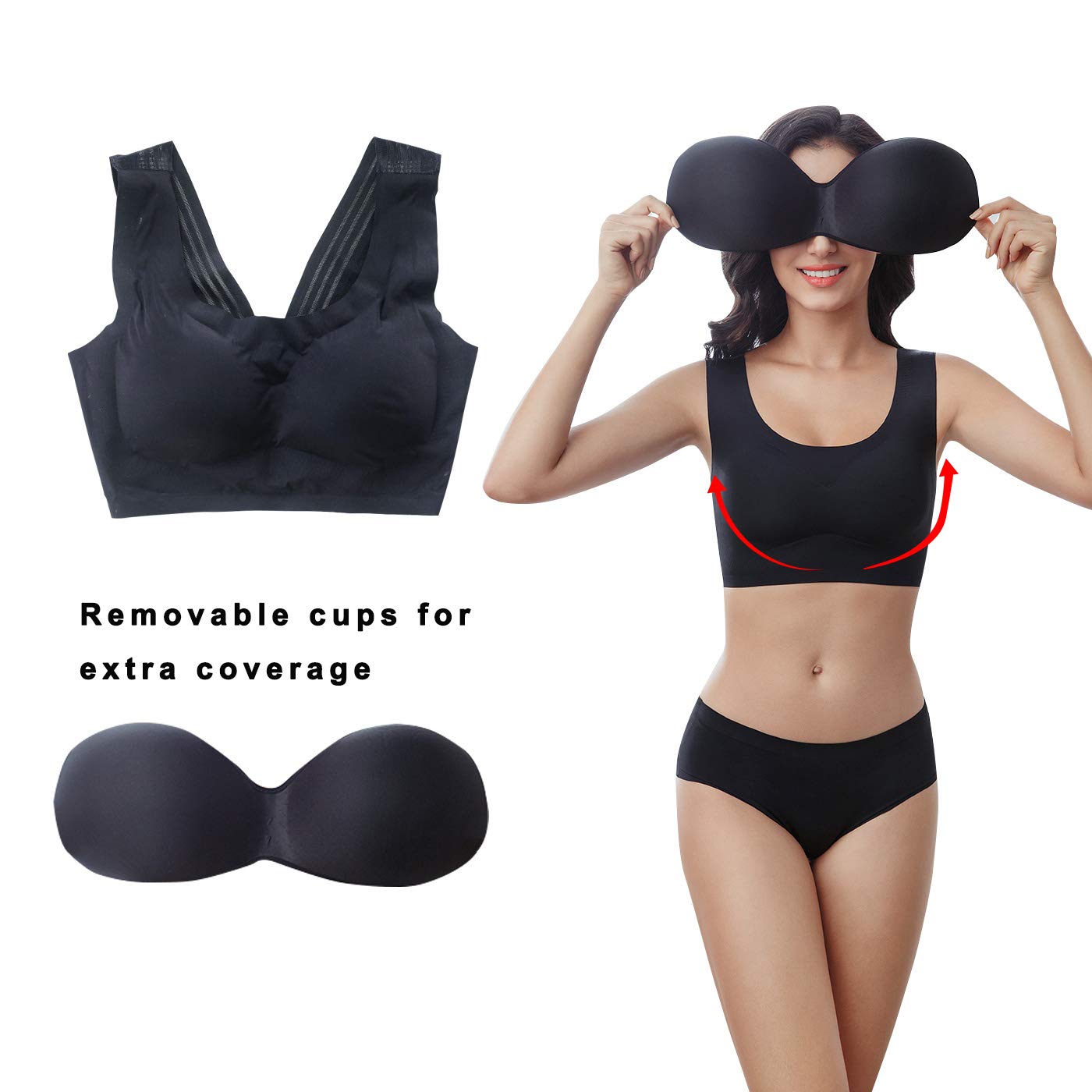FEOYA Women's Sleep Bra Plus Size - Wireless Stretch Bralette for Comfort & Support - Perfect for Sleeping, Yoga, and Lounge Wear