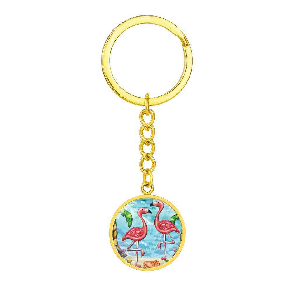 Stylish Flamingo Beach Keychain - Tropical Summer Accessory for Bags, Keys & Travel - Perfect for Beach Vacations, Pool Parties & Gifts