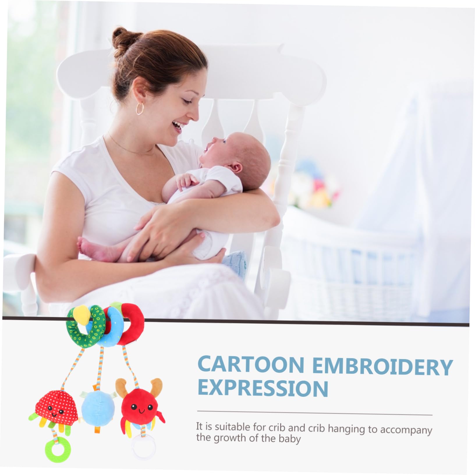 KOMBIUDA Soft Plush Animal Bed Toy for Car, Pram & Crib - Red Sensory Stuffed Animal for Babies & Toddlers | Perfect for Travel, Nursery & Sensory Play