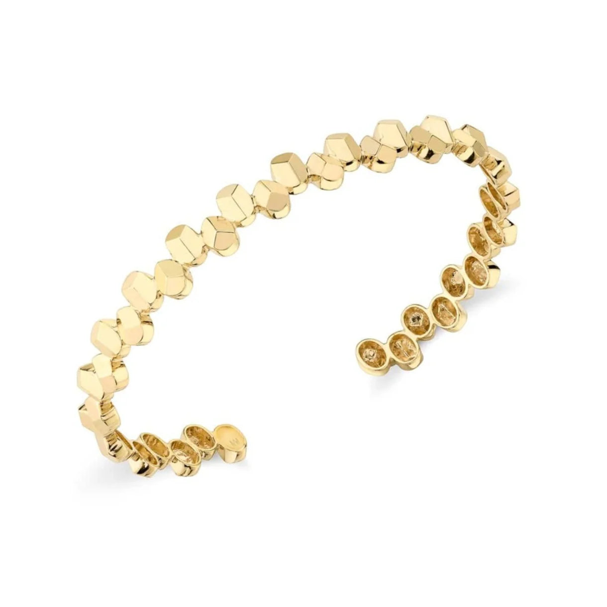 14K Yellow Gold Repeating Geometric Cuff Bracelet for Women - Elegant Stackable Bangle for Everyday Wear & Special Occasions