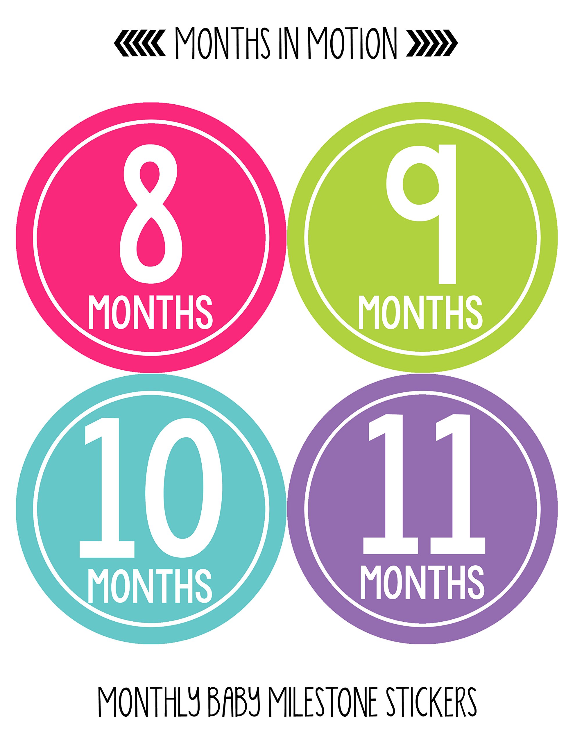 Baby Monthly Milestone Stickers - Newborn Girl Growth Tracking Stickers - Set of 20 Adhesive Photo Props for Baby's First Year - Perfect for Baby Photo Albums, Scrapbooking & Monthly Milestone Pictures