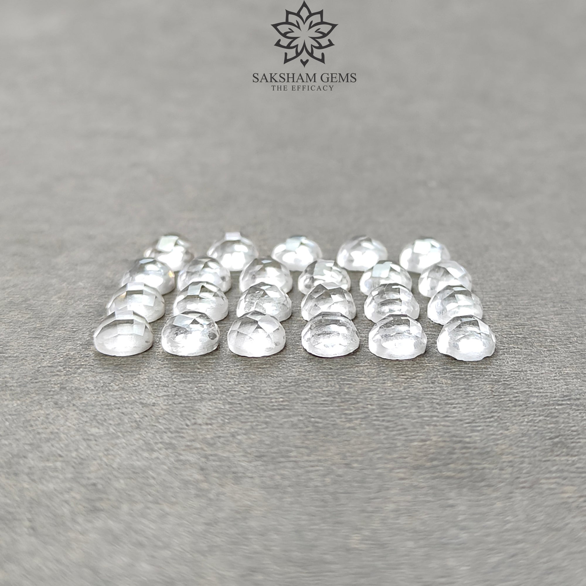 Natural White Quartz Gemstone - 13.70cts Faceted Round Crystal Quartz Checker Cut (5mm, 23pcs) for Jewelry Making, Healing Crystals & Spiritual Decor