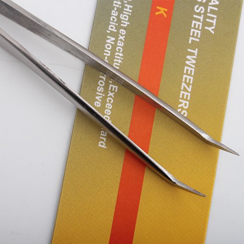 2Pcs Professional Eyelash Extension Tweezers Set - Straight & Curved Tip Nail Art Tweezers for Precision Lash Application | Perfect for Salon, DIY Beauty & Professional Makeup Artists