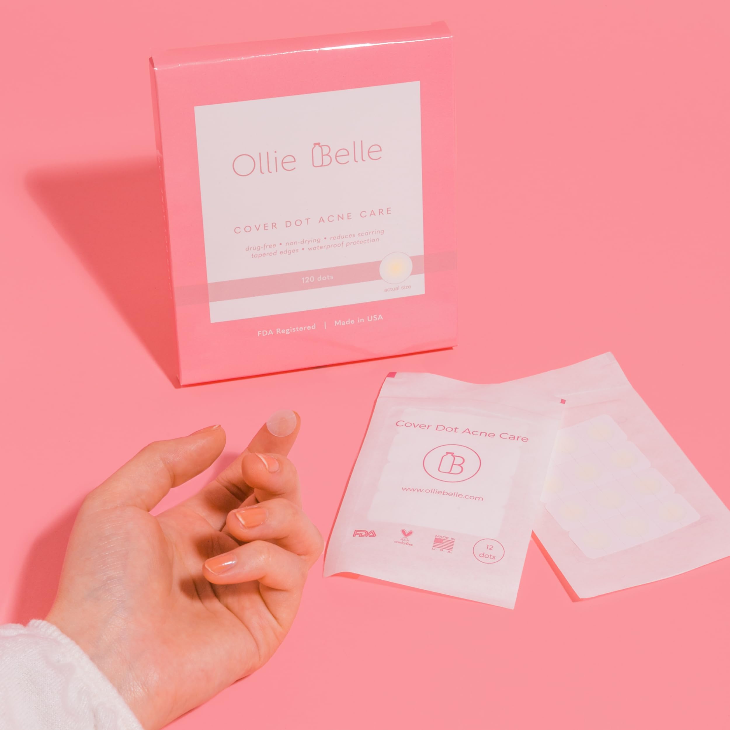 Hydrocolloid Acne Patches (120 Dots) - Clear, Waterproof Pimple Treatment for Face | Oil & Blemish Absorbing | Made in USA | Perfect for Overnight Spot Treatment & Daily Acne Care