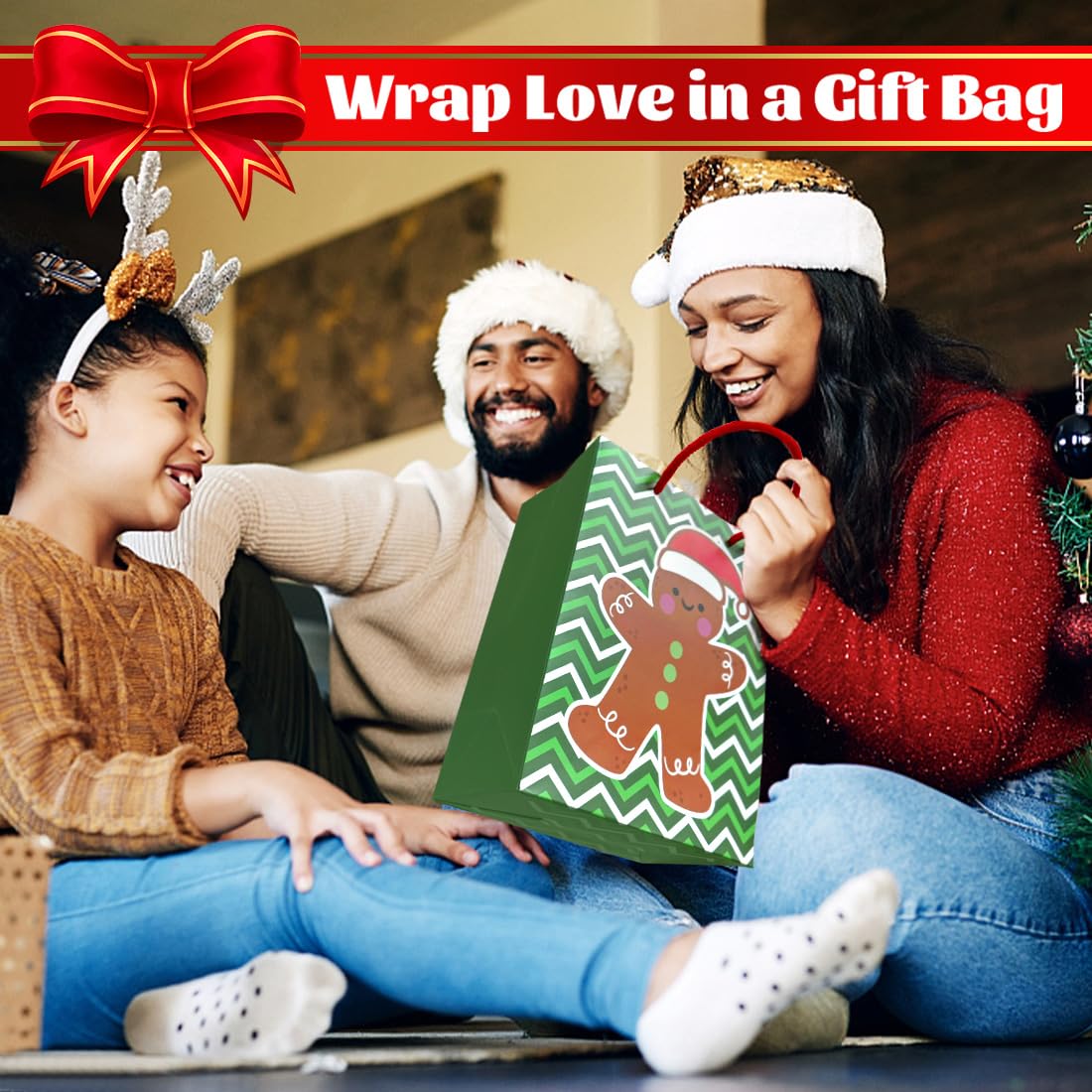 16-Piece Christmas Gift Bags Set with Handles - Assorted Sizes Holiday Paper Gift Bags for Christmas Presents, Party Favors & Festive Wrapping