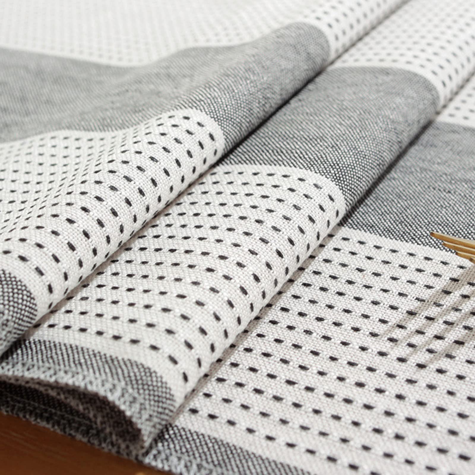 Boho Hemstitched Linen Table Runner 72 Inches Long with Tassels - Rustic Farmhouse Style Table Decor for Dining Room, Holiday Party & Dresser - 13 x 72 Inch Grey - Perfect for Wedding, Thanksgiving & Christmas Decorations