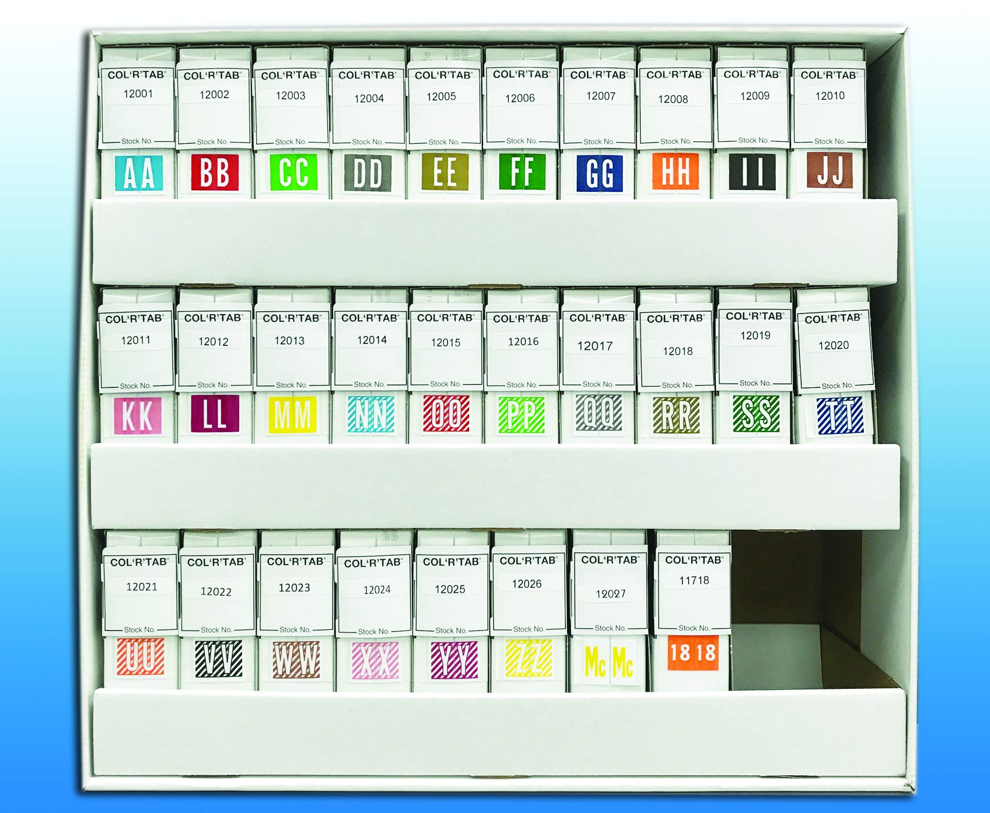 Tabbies Original COL'R'TAB 12000 Series Alpha Label Kit – 28 Rolls (500 Labels Each A-Z + 1 Yearcode) | 1