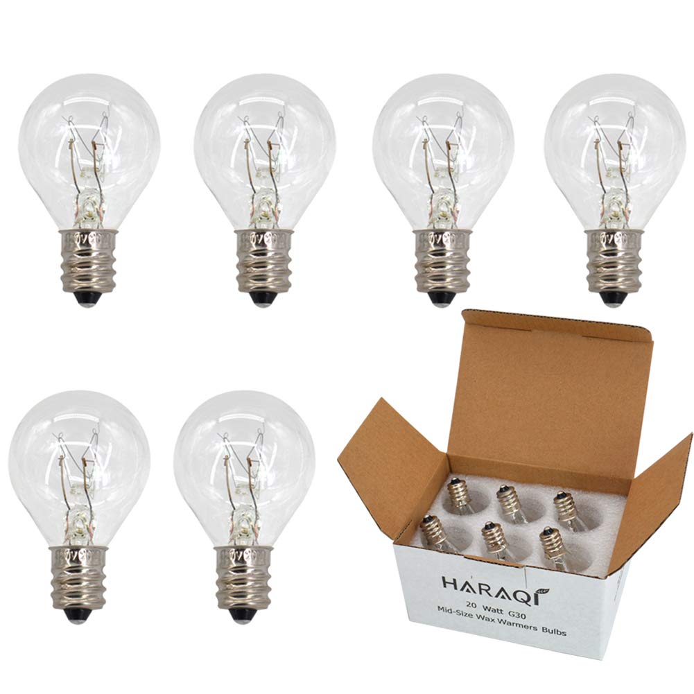 6 Pack 20W G30 E12 Candelabra Base Wax Warmer Bulbs - Clear Incandescent Light Bulbs for Medium Scentsy Warmers & Candle Wax Warmers - Long Lasting Lifespan - Perfect for Home, Office & Spa Aromatherapy