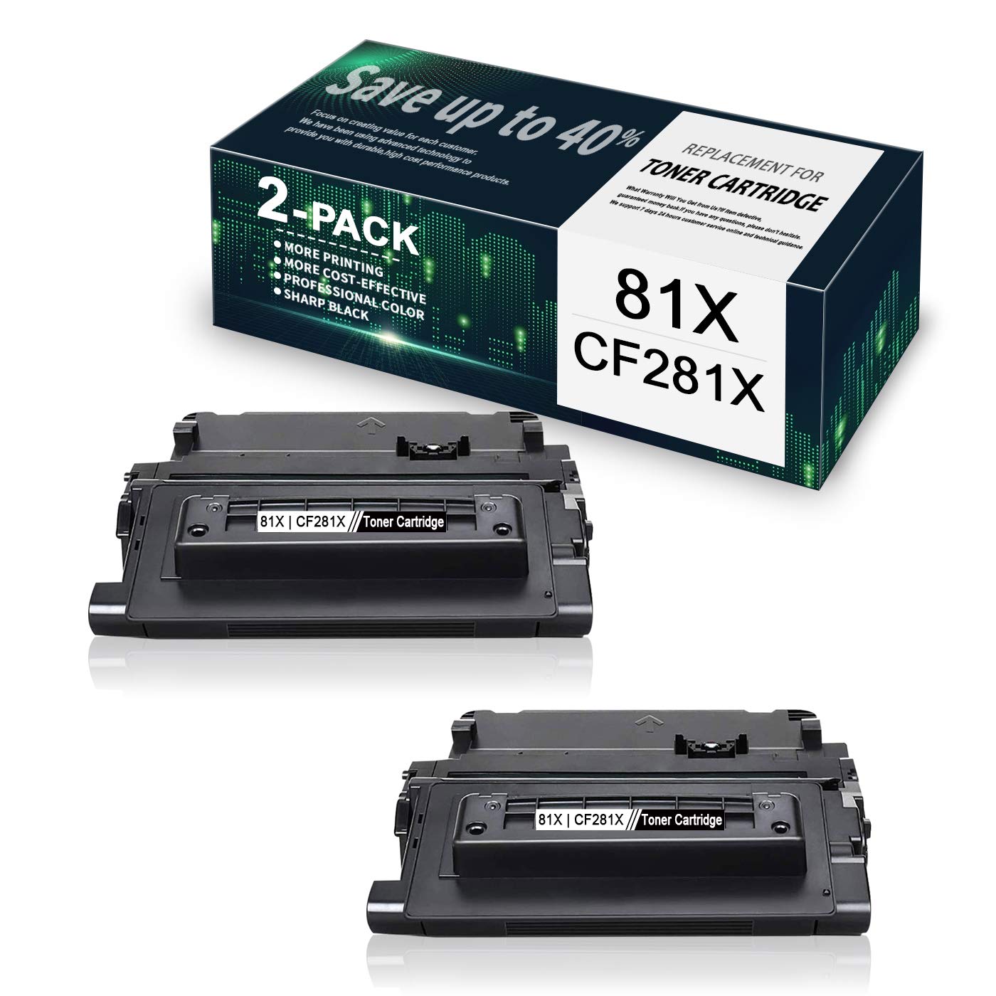 2-Pack Black HP CF281X Compatible Toner Cartridge Replacement for HP Enterprise M604dn/M604n/M605n/M606dn/M630h/M606x/MFP M630f/M606/M604/M630z/M605/M630 Printers - High Yield, Reliable Performance for Office & Home Printing Needs