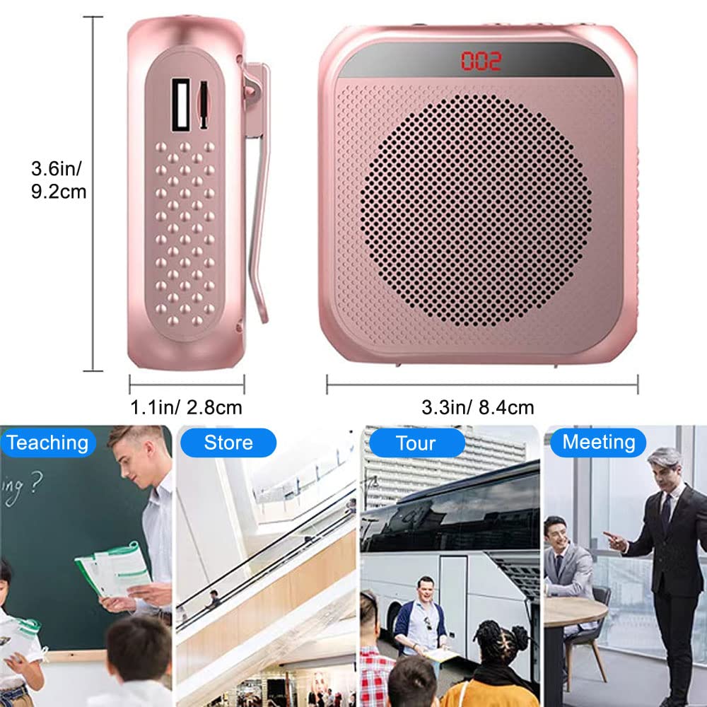 Portable Voice Amplifier with 2200mAh Rechargeable Battery - Wireless Headset Microphone & Speaker System for Teachers, Public Speaking, Meetings, Yoga Classes, Tour Guides, and Outdoor Events (Black) - Perfect for Lectures, Presentations, and Large Group Instruction