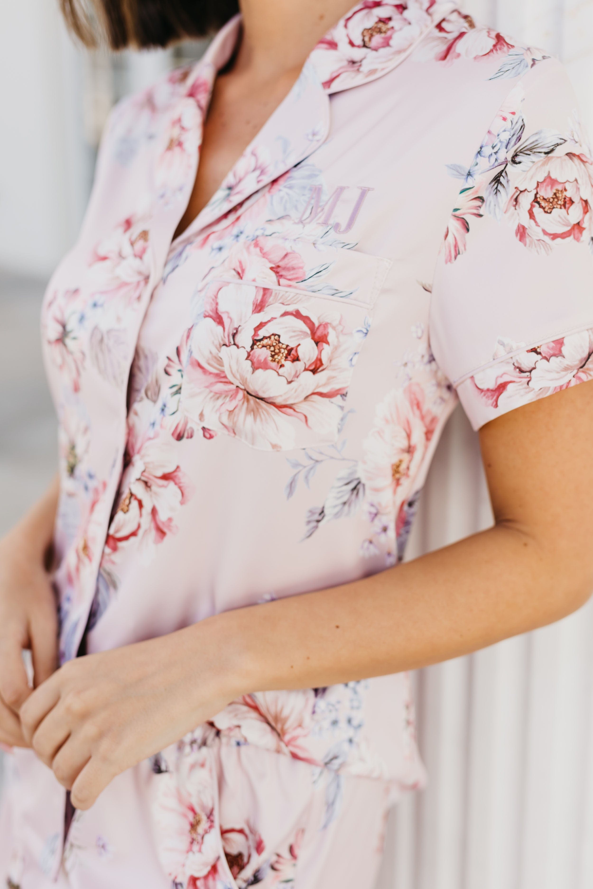 Adriana Women's Floral Lace Trim Veiled Rose Pajama Set - Soft Sleepwear for Women, Comfortable Nightwear for Lounge & Relaxation at Home