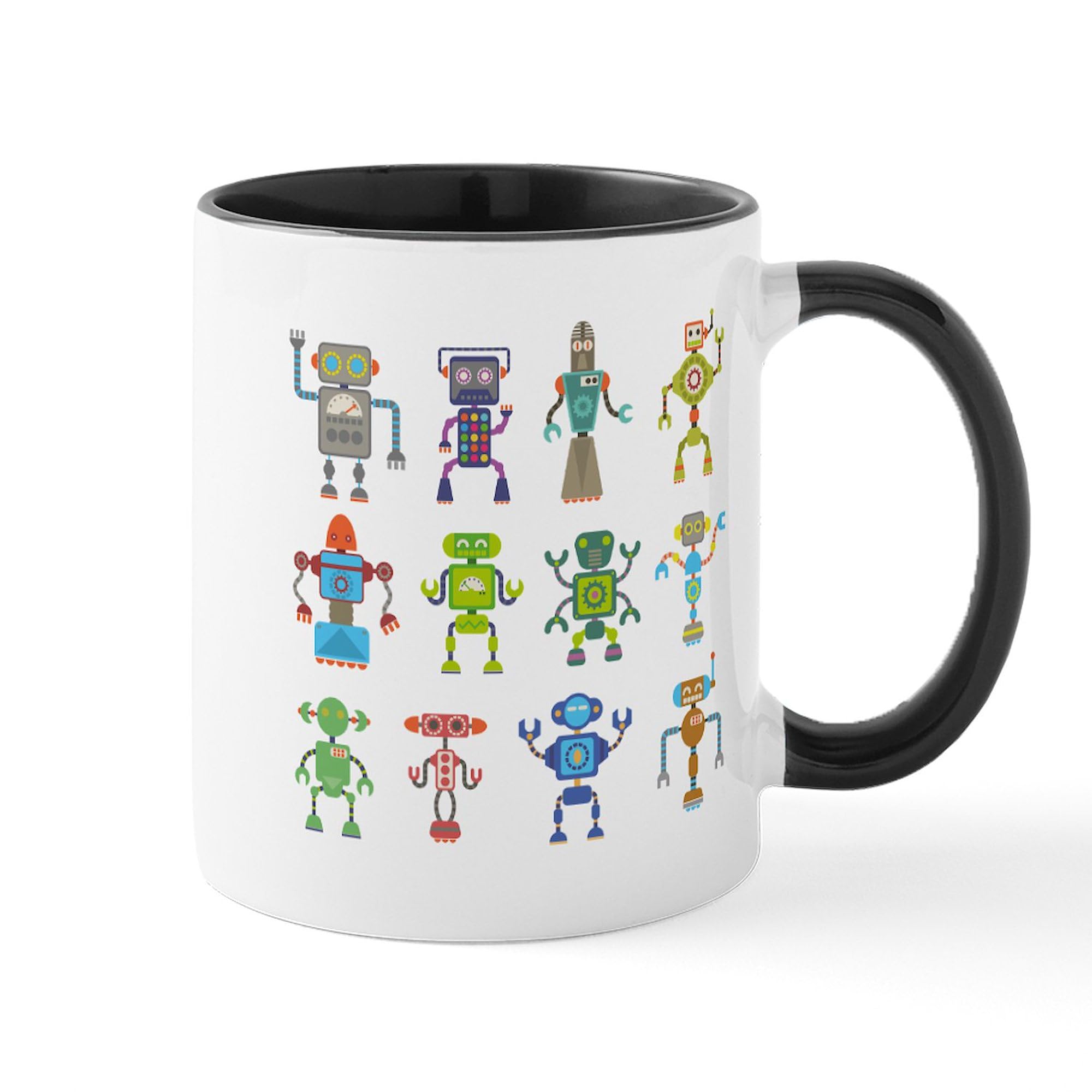 Phil Atherton Robots Design 11 oz (325 ml) Ceramic Coffee Mug - Perfect for Office, Home & Gift Giving