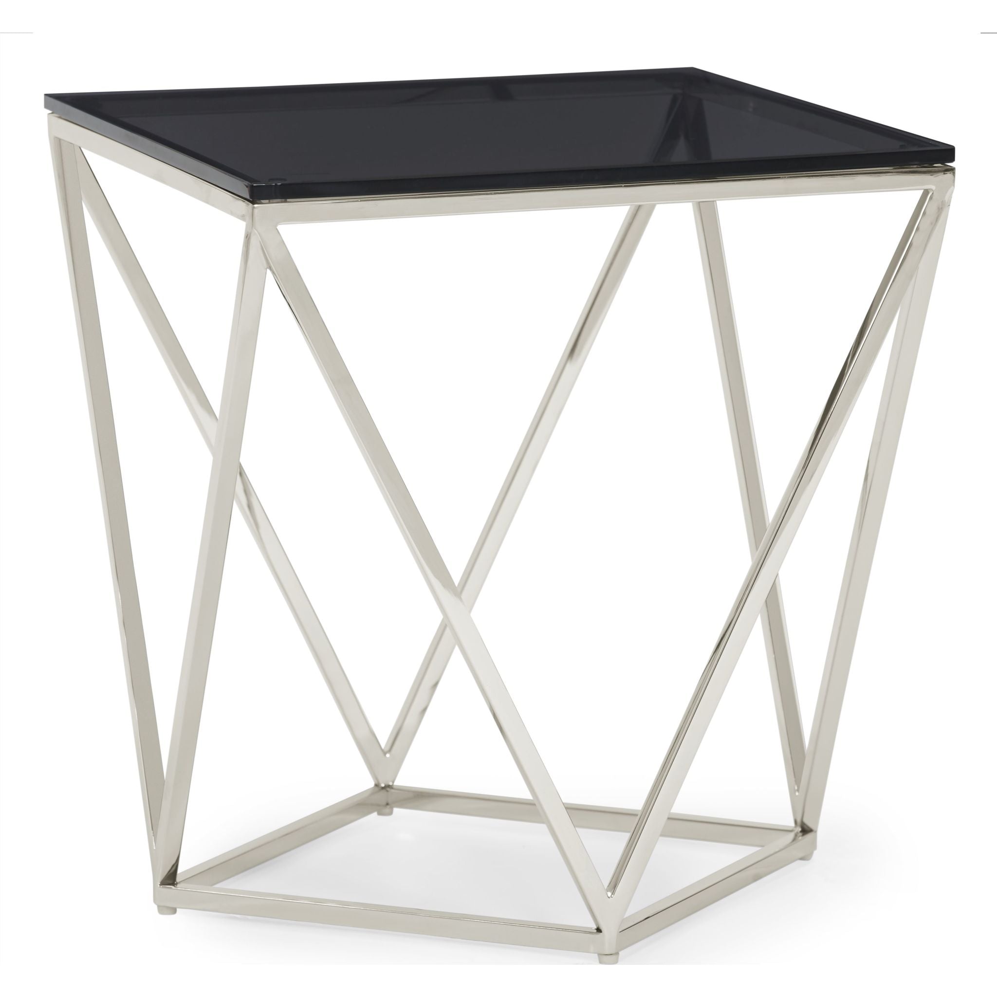 Aria End Table - Modern Smoked Glass Side Table for Living Room, Bedroom, or Office - Perfect for Coffee, Books, and Decor