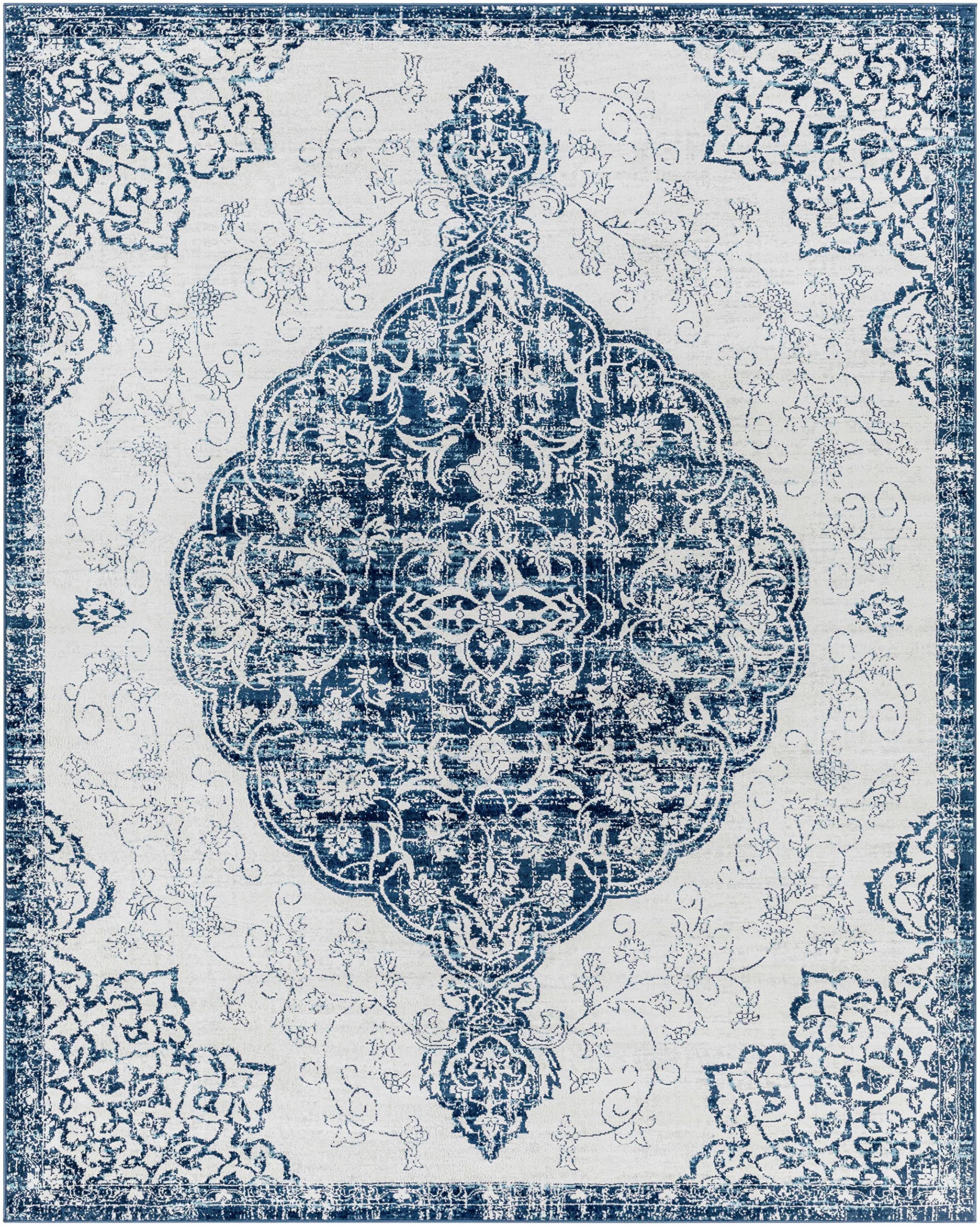 Hauteloom Traditional Beige and Blue Area Rug 7'10