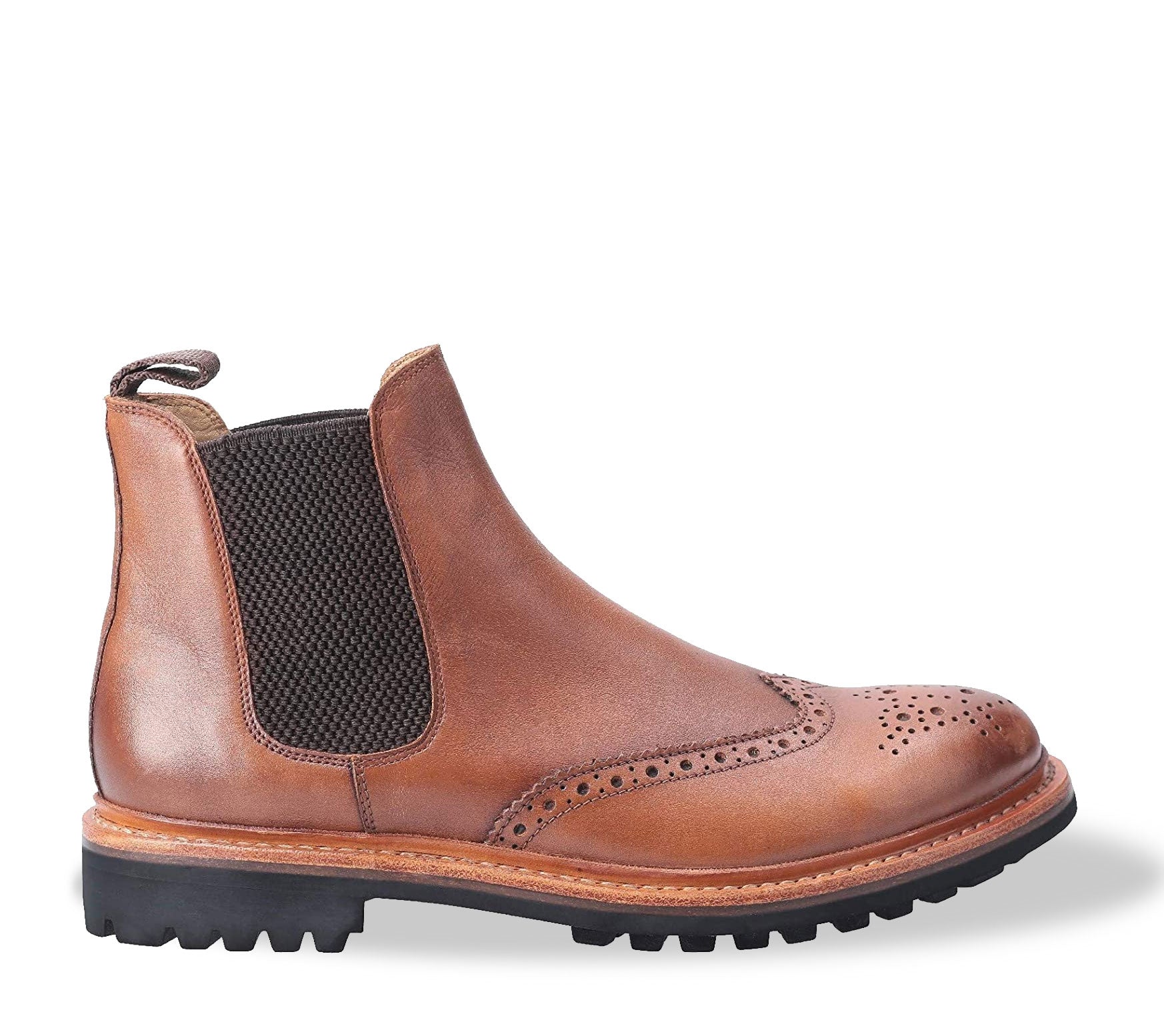 Cotswold Siddington Commando Brogue Chelsea Boots for Men - Waterproof Leather Ankle Boots with Rugged Sole - Perfect for Outdoor, Hiking & Casual Wear