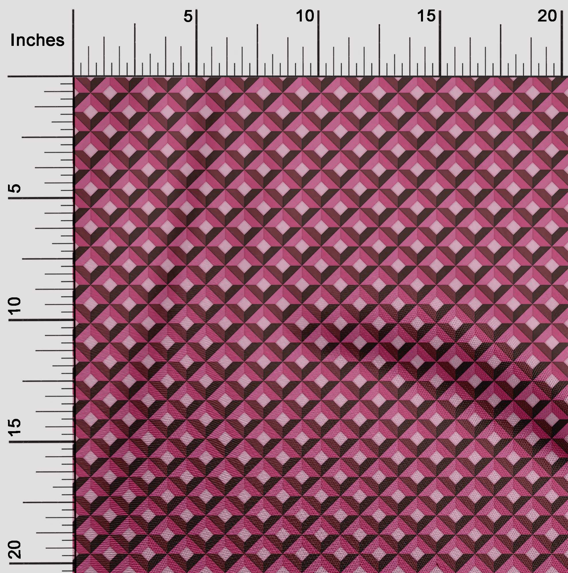oneOone Viscose Chiffon Pink Geometric Print Fabric by The Yard - 42 Inch Wide Flowy Dress Material for Summer Dresses, Blouses & Scarves (37)