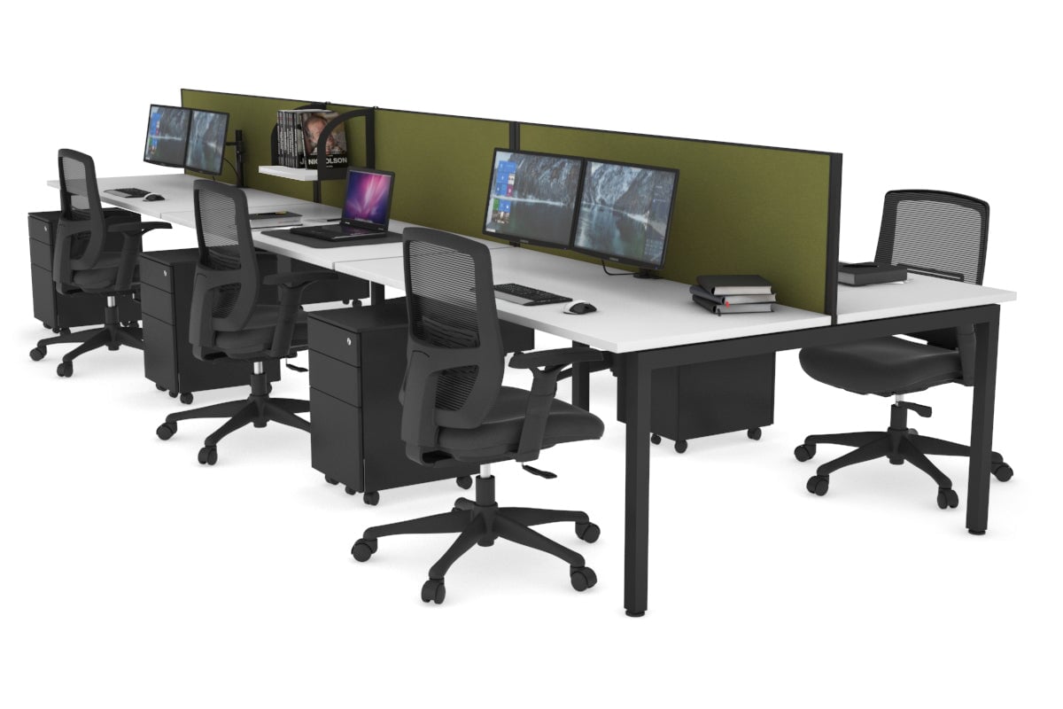 Quadro Square Legs 6 Person Office Workstation - 1800L x 700W Modular Desk System for Collaborative Workspaces, Home Offices & Coworking Spaces