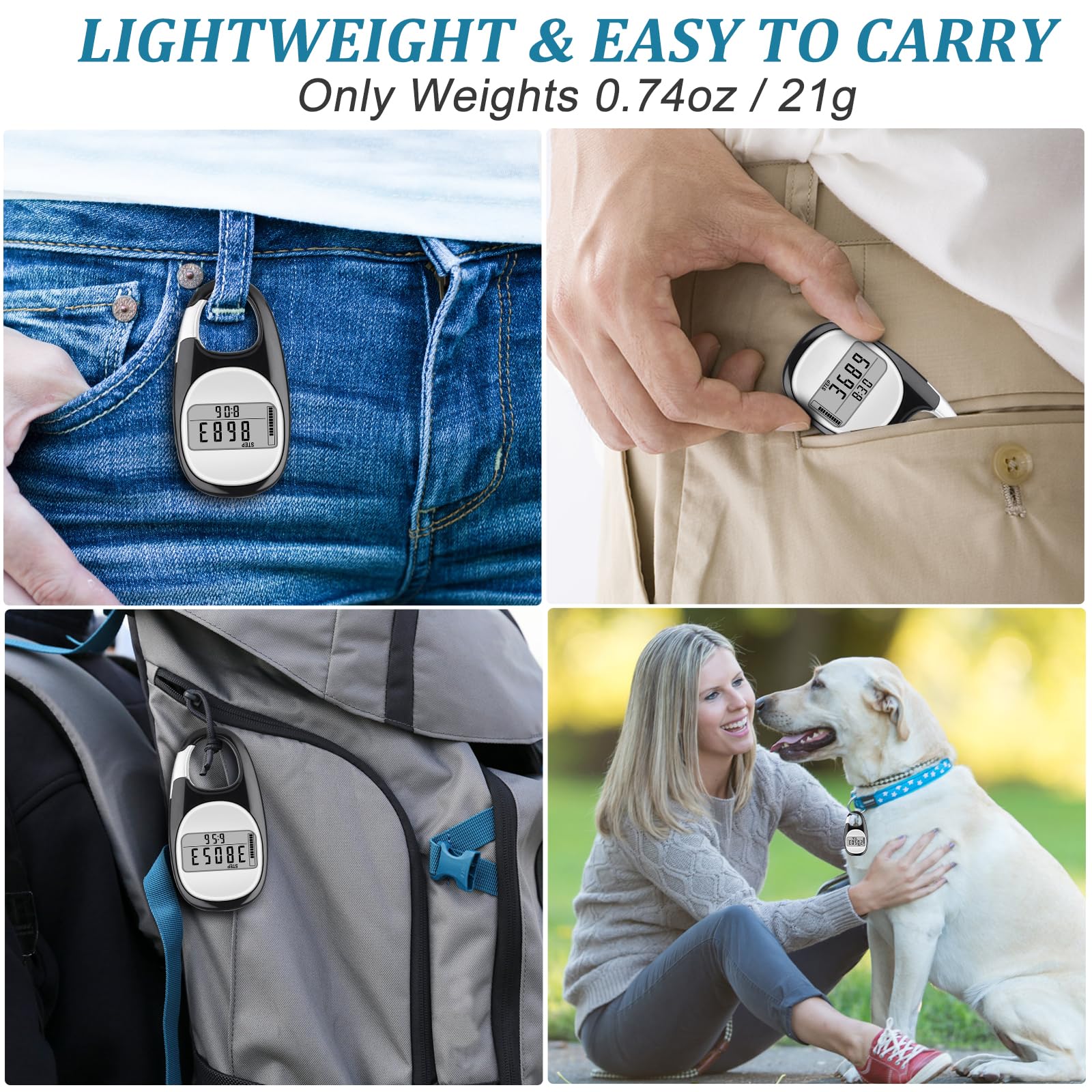 Accurate Pedometer for Walking & Step Counter - Track Distance in Miles/Km, Calories Burned, Activity Time with 7-Day Memory - Perfect for Fitness Enthusiasts & Daily Walkers