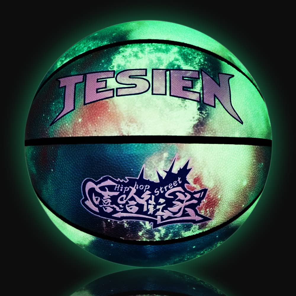 Glow in The Dark Basketball - Luminous Glowing Leather Basketball for Indoor & Outdoor Play - Green Light Up Basketball Gift for Kids, Men, Women - Perfect for Night Games, Birthday Gifts & Sports Training