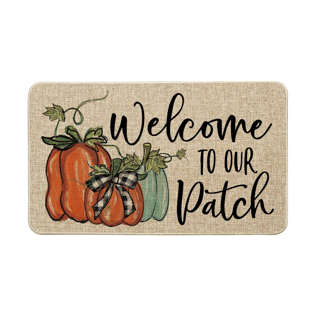 Artoid Mode Welcome to Our Patch Decorative Doormat - Fall Autumn Thanksgiving Pumpkin Design Low-Profile Floor Mat for Indoor & Outdoor Use - 17x29 Inch - Perfect for Entryway, Porch, and Home Decor