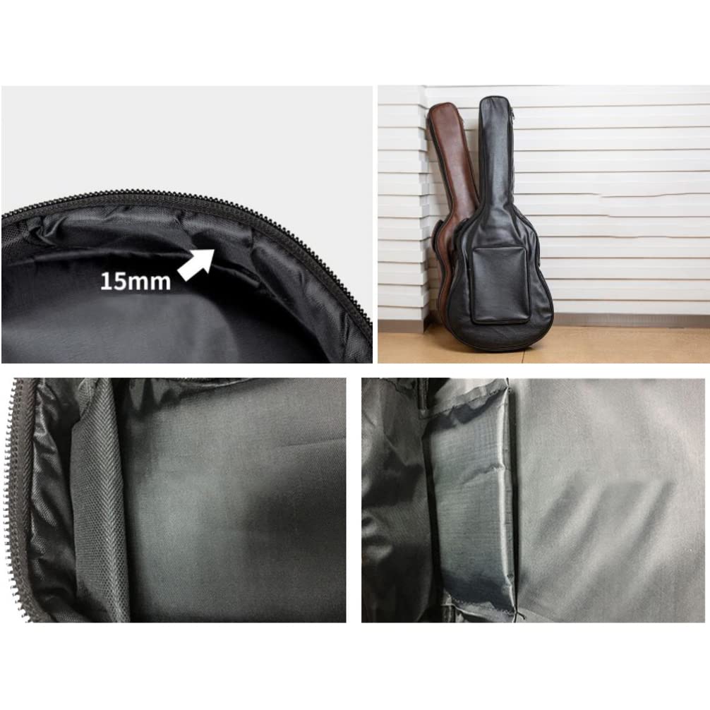Vaguelly 40/41 Inches Water Resistant Acoustic Guitar Case with Double Shoulder Straps - PU Leather Gig Bag for Folk & Classical Guitars - Perfect for Travel, Storage & Outdoor Performances